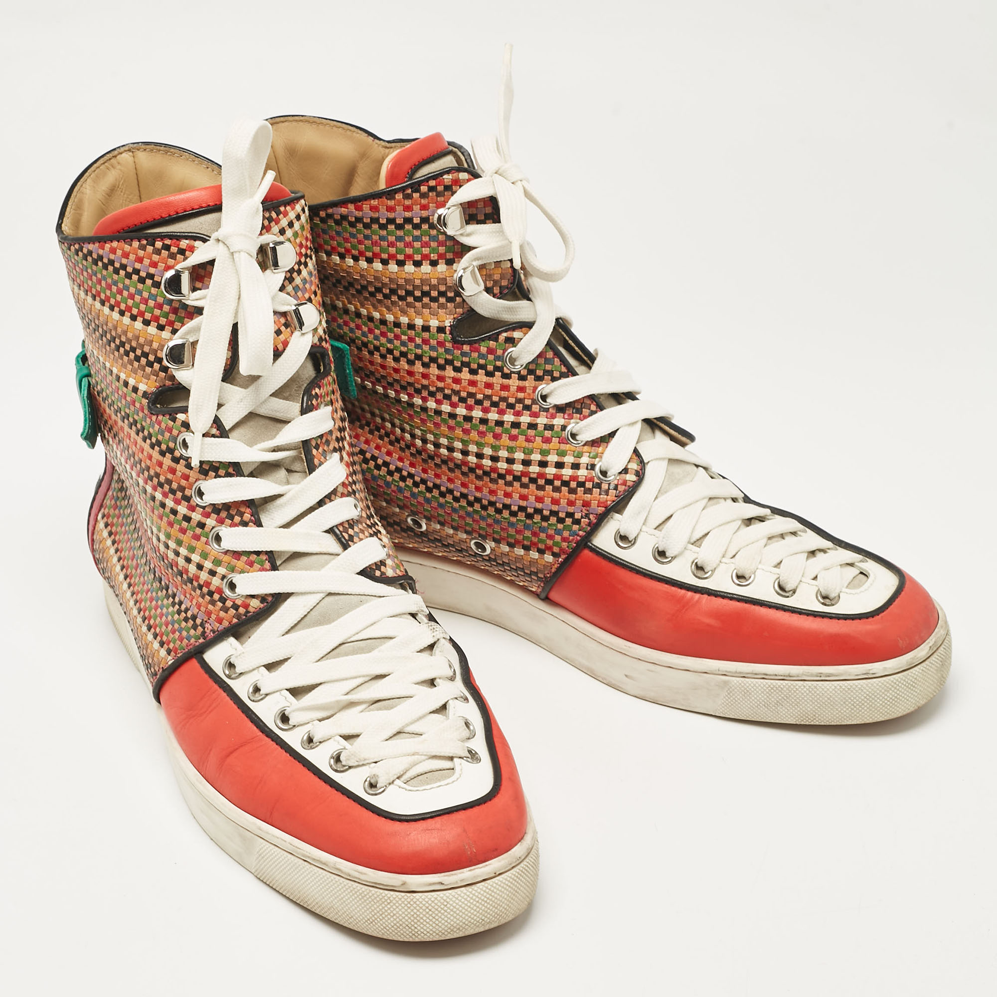 Christian Louboutin Multicolor Leather High Top Sneakers Size 44.5