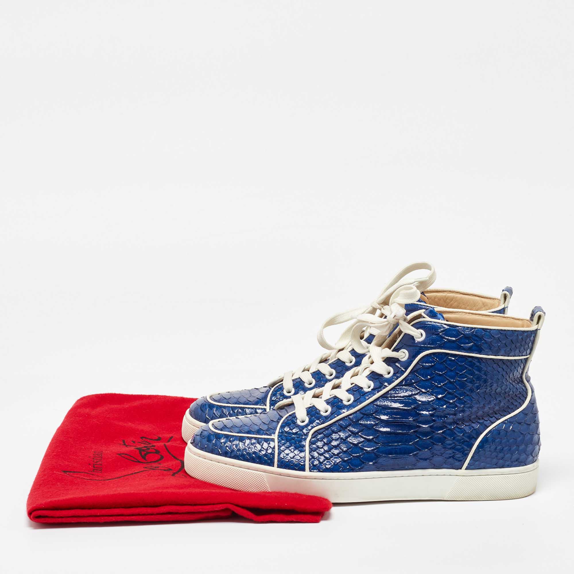 Christian Louboutin Blue Python Rantus Orlato High Top Sneakers Size 42.5