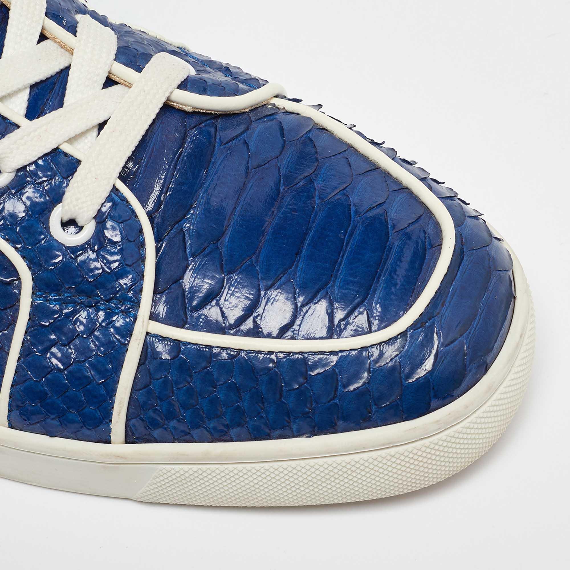 Christian Louboutin Blue Python Rantus Orlato High Top Sneakers Size 42.5