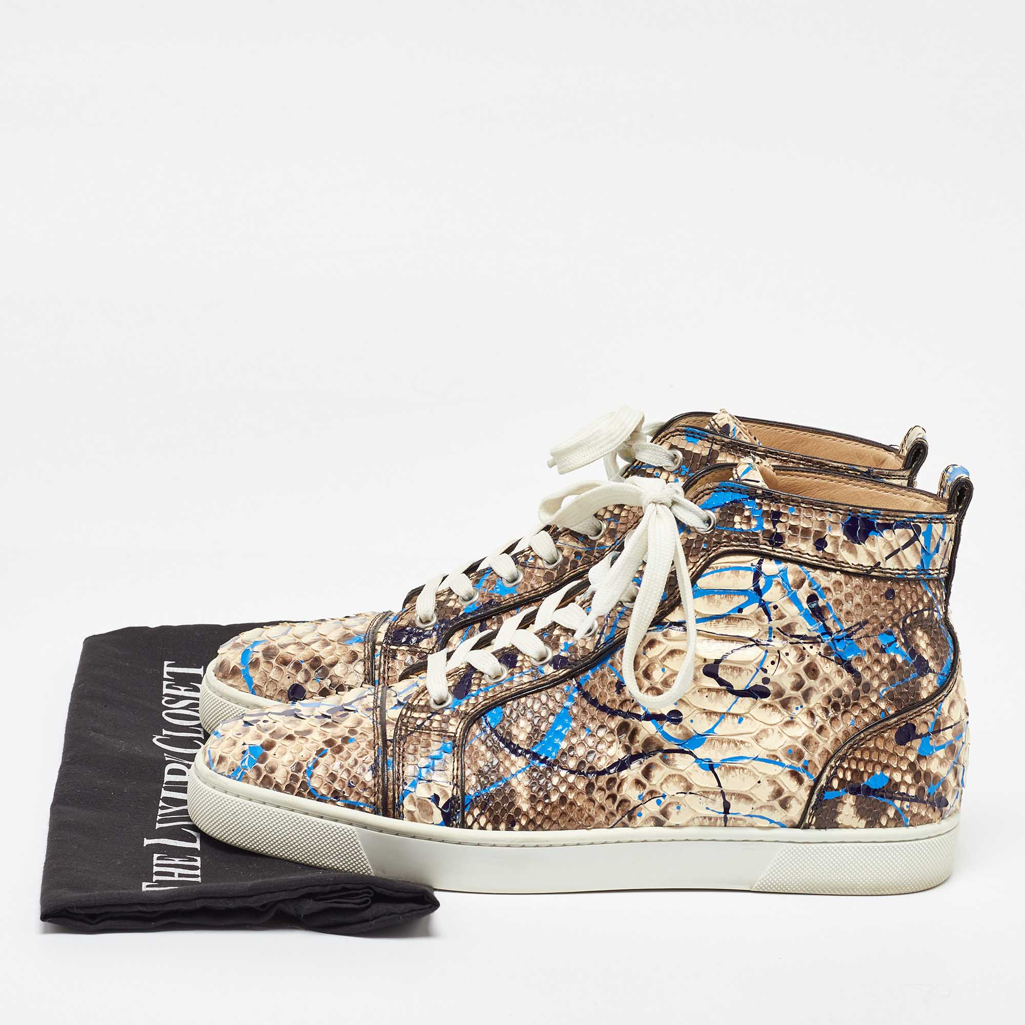 Christian Louboutin Multicolor Python Leather Graffiti Louis High Top Sneakers Size 43