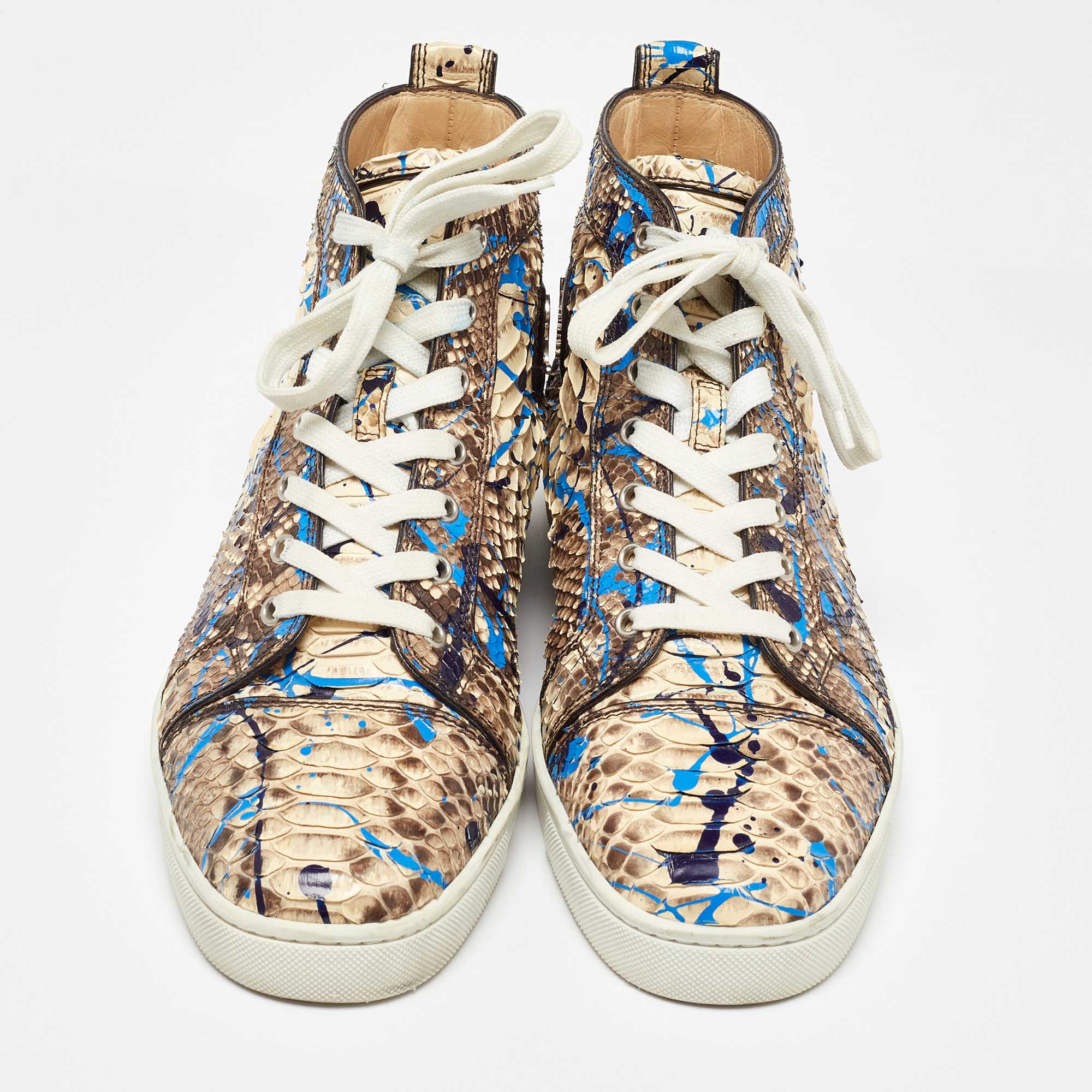 Christian Louboutin Multicolor Python Leather Graffiti Louis High Top Sneakers Size 43