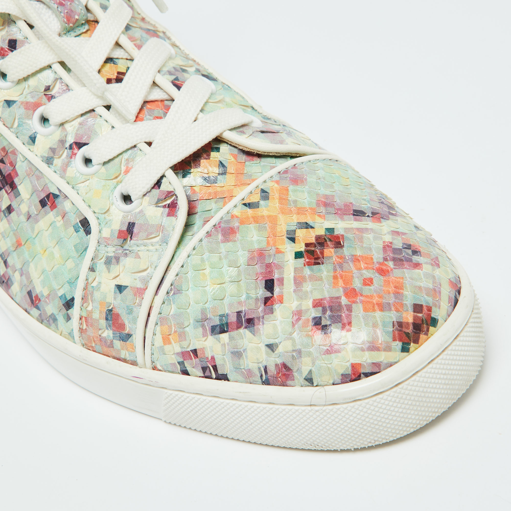 Christian Louboutin Multicolor Snakeskin Leather Louis High Top Sneakers Size 43