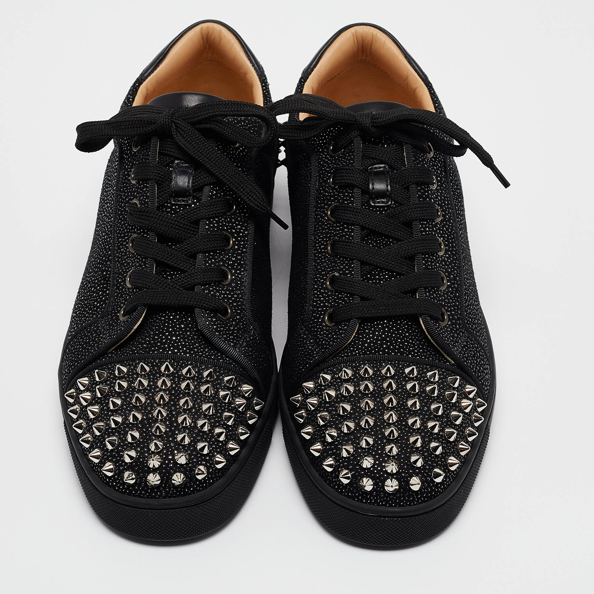 Christian Louboutin Black Glitter Suede Seavaste 2 Sneakers Size 43