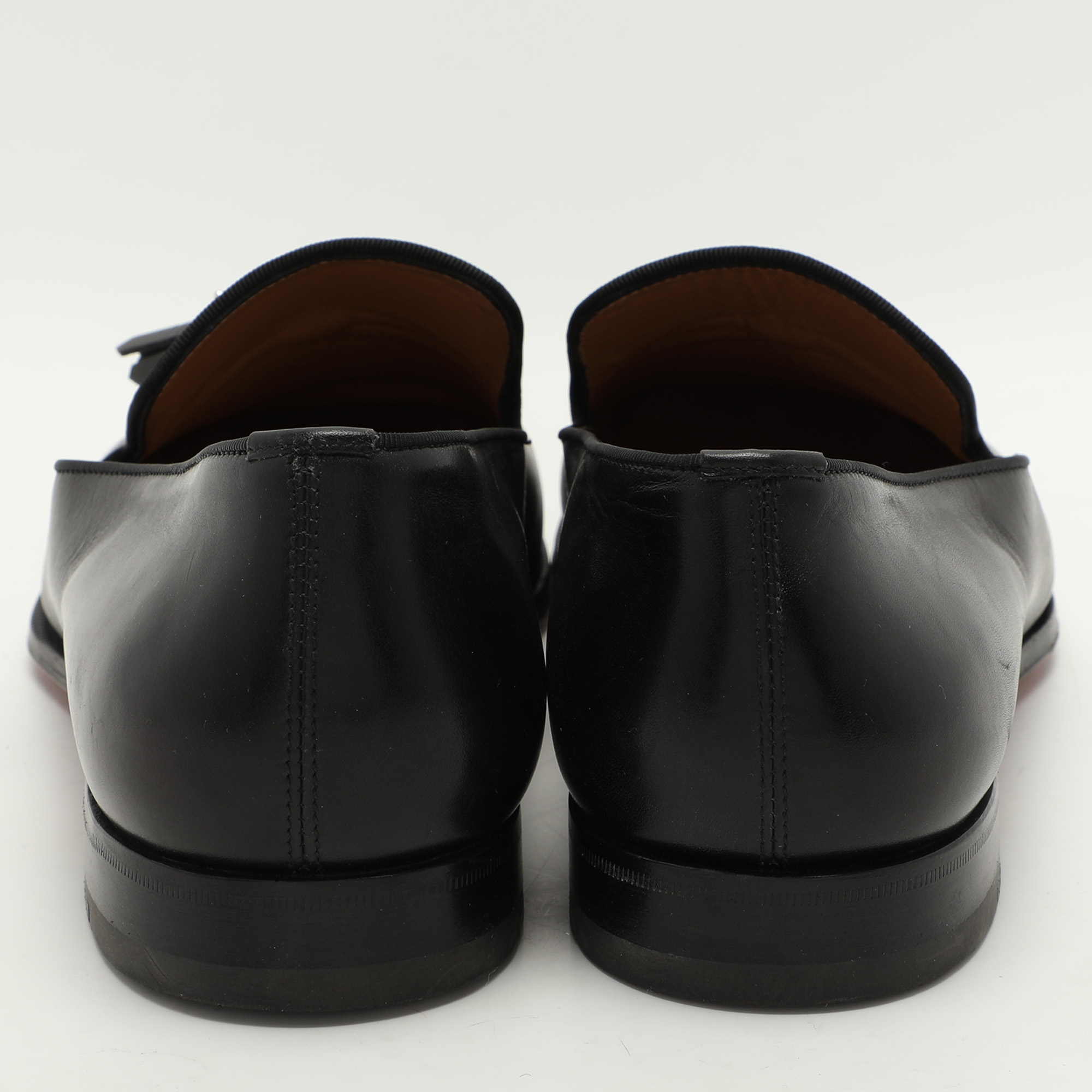 Christian Louboutin Black Leather Dandelion Tassel Loafers Size 45