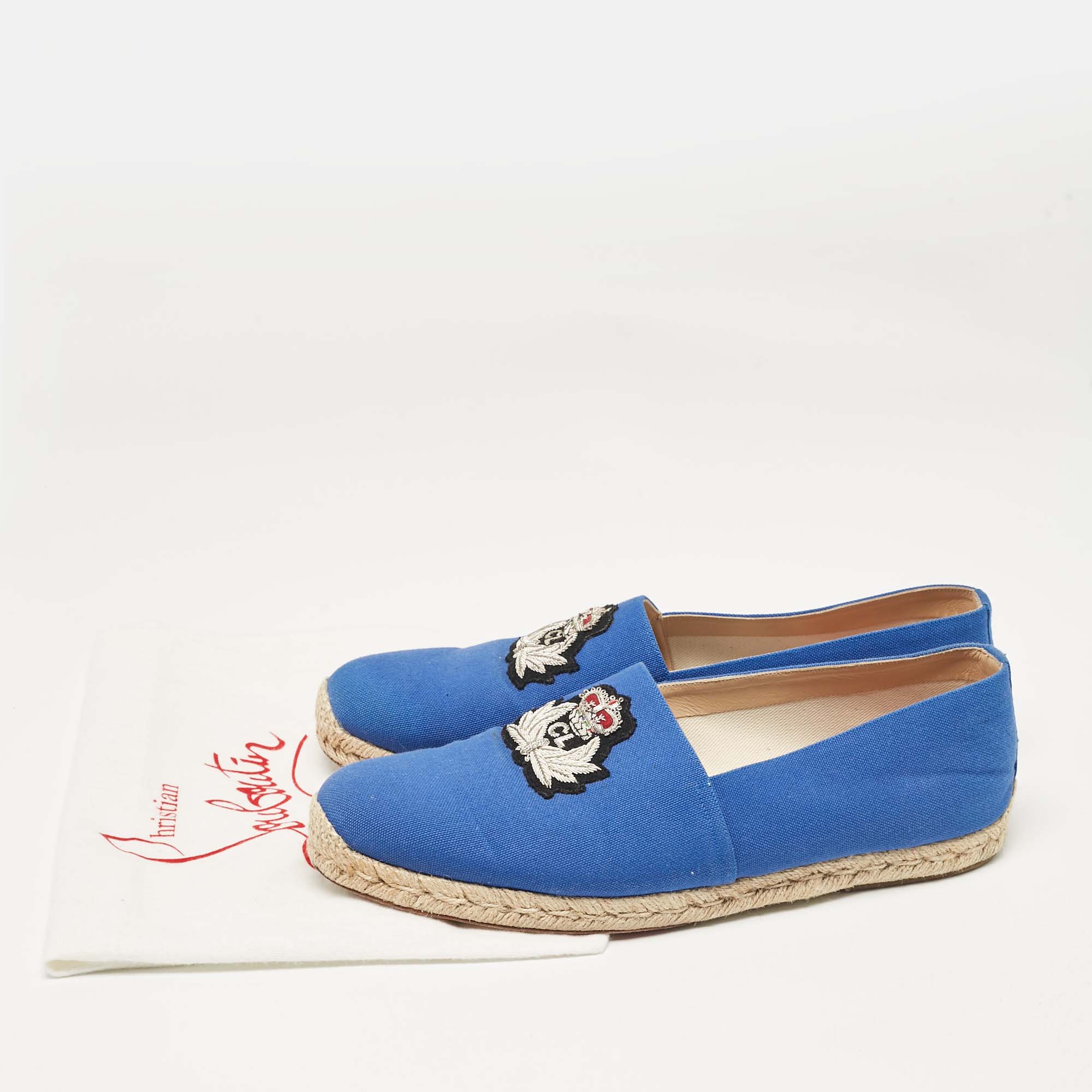 Christian Louboutin Blue Canvas Nanou Orlato Slip On Espadrille Size 46