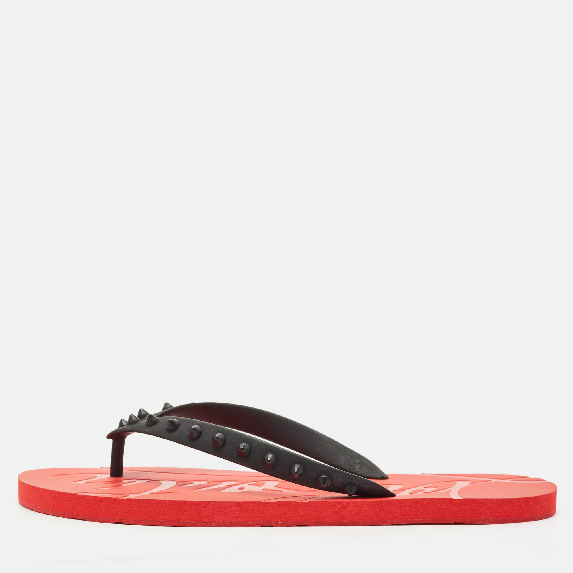 Christian Louboutin Red/Black Rubber Loubi Spike Flip Flops Size
Christian Louboutin Red/Black Rubber Loubi Spike Flip Flops Size