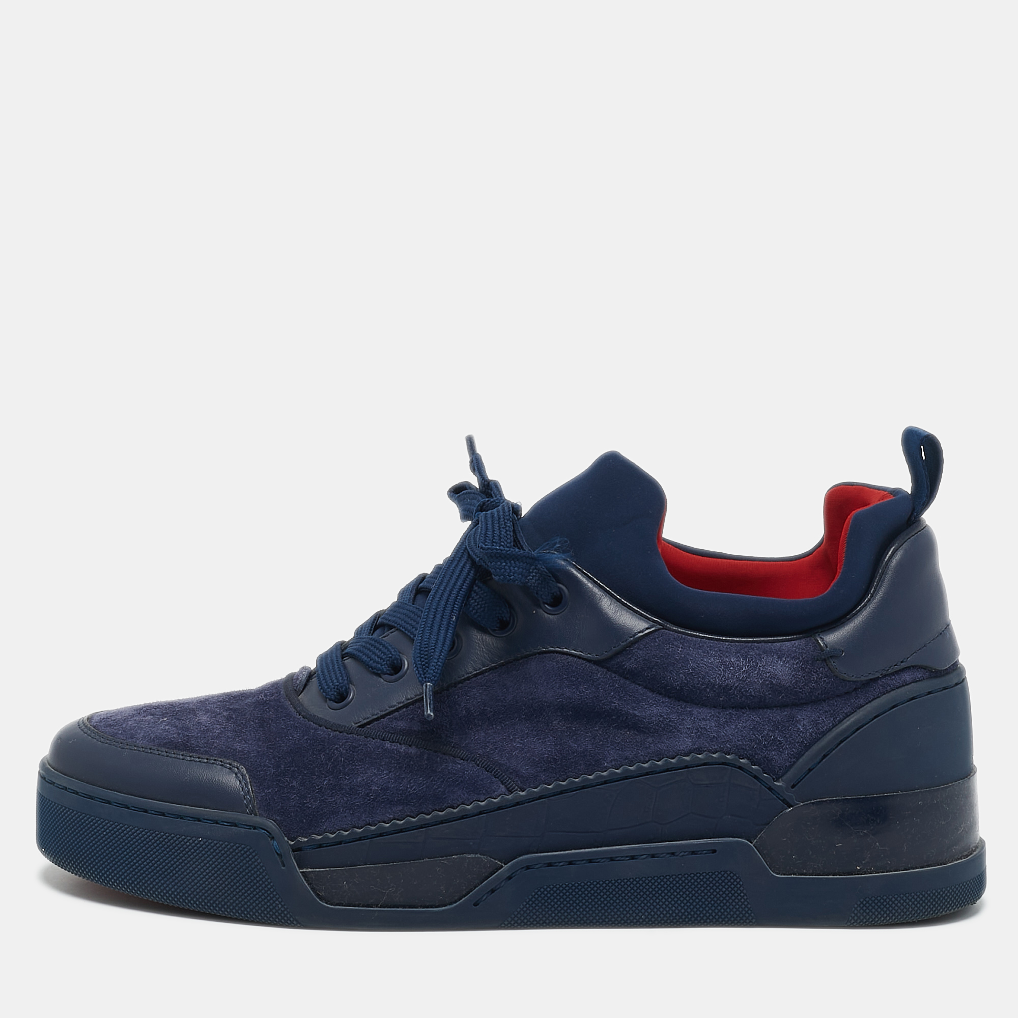 Christian Louboutin Navy Blue Leather and Suede Aurelien Low Top Sneakers Size
Christian Louboutin Navy Blue Leather and Suede Aurelien Low Top Sneakers Size