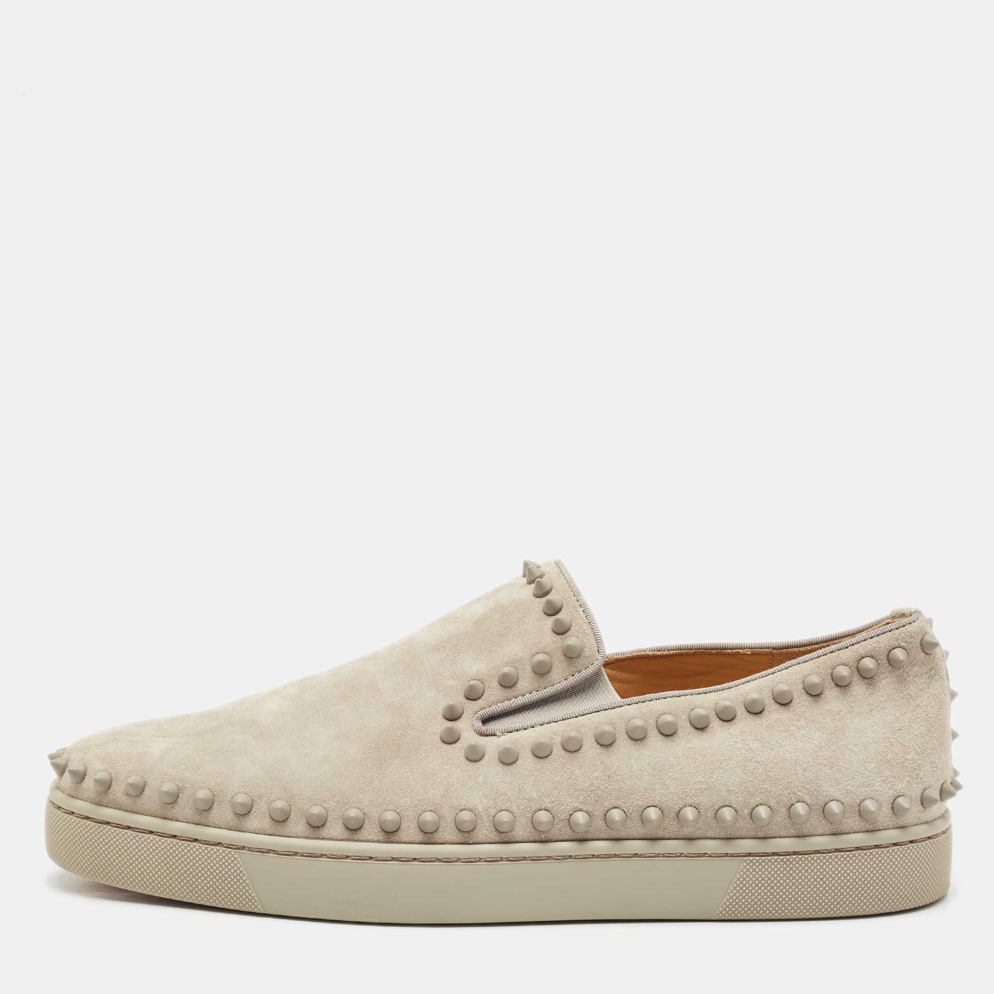 Christian Louboutin Light Grey Suede Spikes Pik Boat Slip On Sneakers Size
Christian Louboutin Light Grey Suede Spikes Pik Boat Slip On Sneakers Size