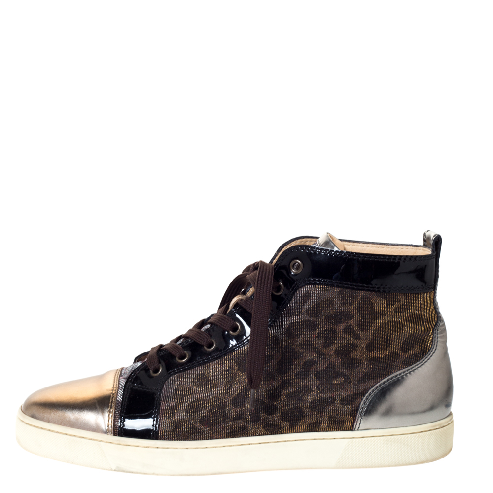 Christian Louboutin Metallic Bronze Leather and Leopard Lame Fabric Louis High Top Sneakers Size
Christian Louboutin Metallic Bronze Leather and Leopard Lame Fabric Louis High Top Sneakers Size