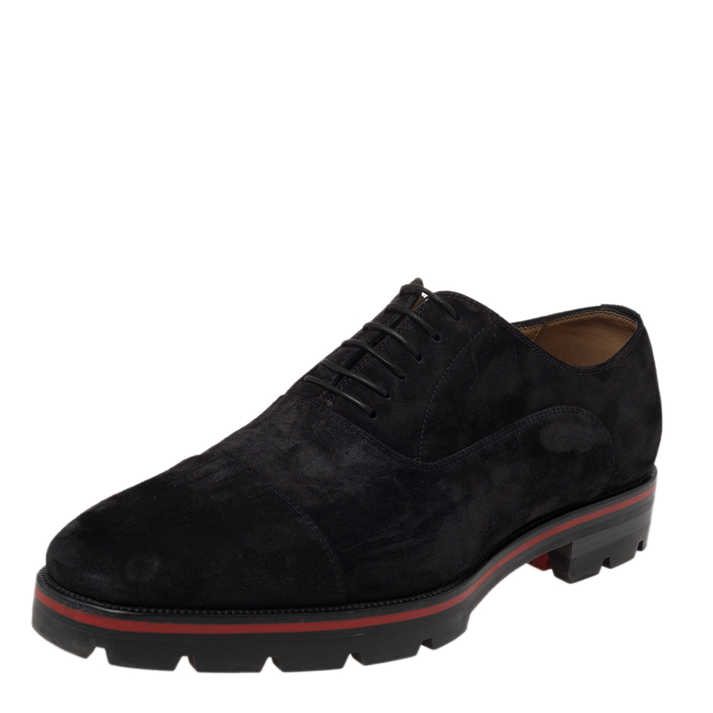 Christian Louboutin Black Suede Hubertus Lace Up Oxford Size 43