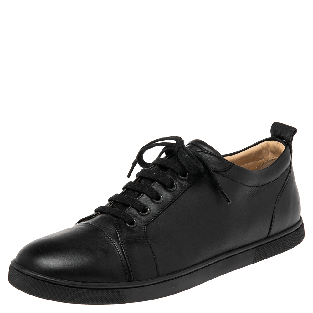 Christian Louboutin Black Leather Louis Junior Sneakers Size 42.5