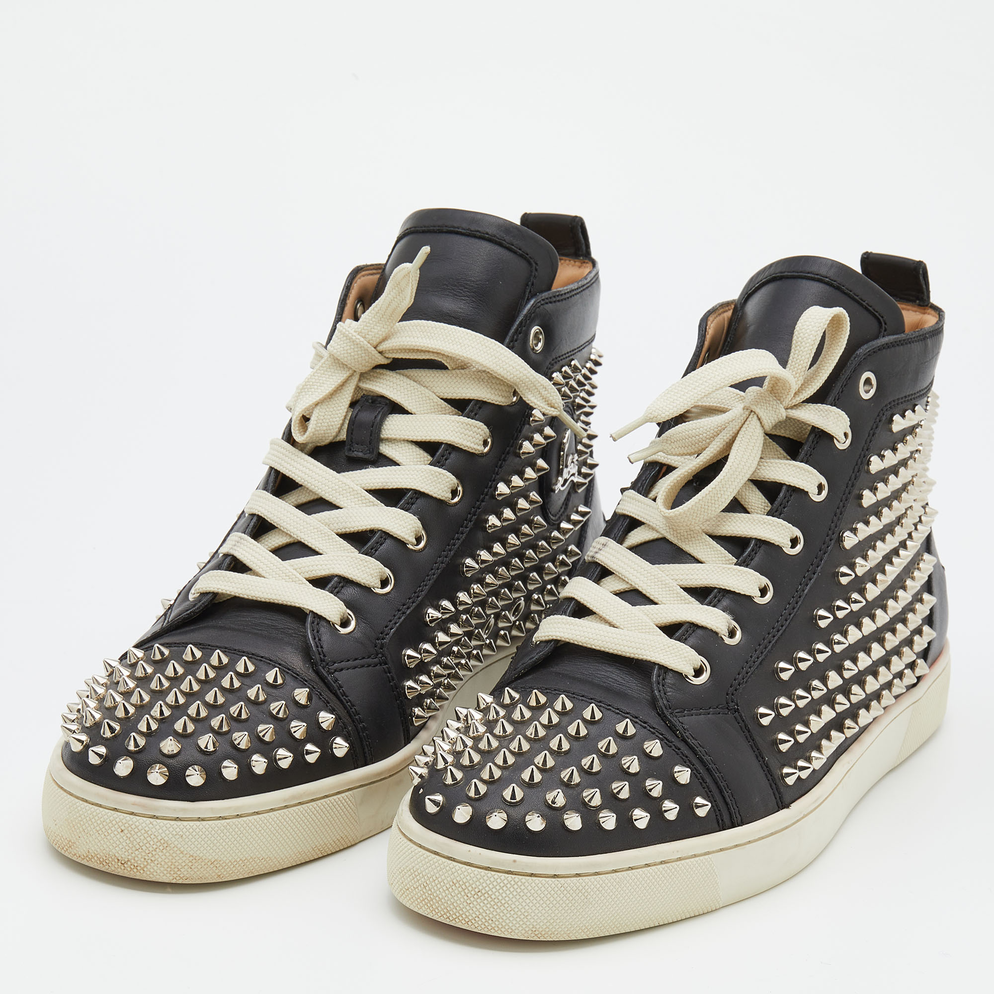Christian Louboutin Black Leather Louis Spikes High Top Sneakers Size
Christian Louboutin Black Leather Louis Spikes High Top Sneakers Size