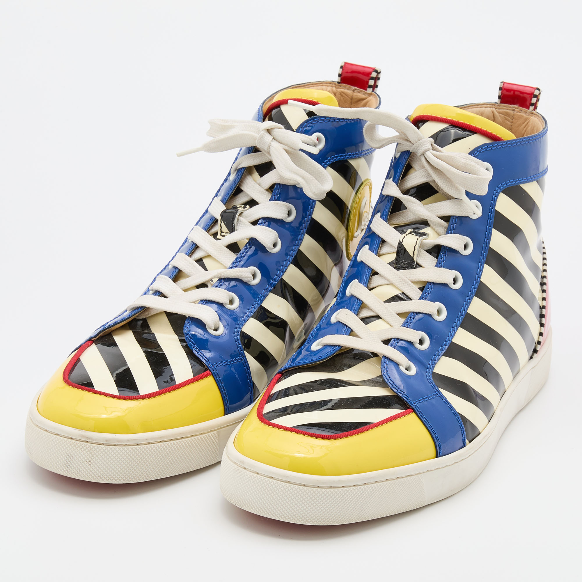 Christian Louboutin Multicolor Patent Leather Rantus Stripes High Top Sneakers Size
Christian Louboutin Multicolor Patent Leather Rantus Stripes High Top Sneakers Size