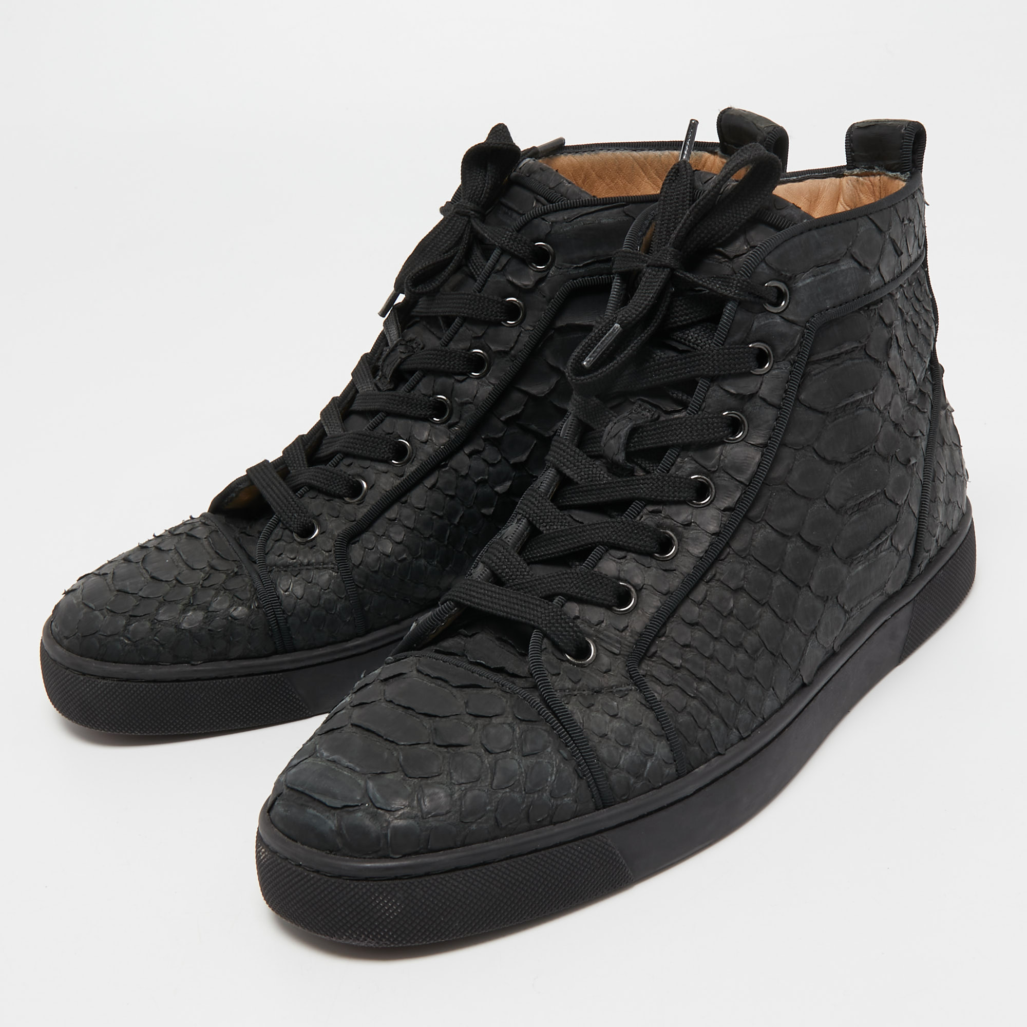 

Christian Louboutin Black Python Louis Orlato High Top Sneakers Size