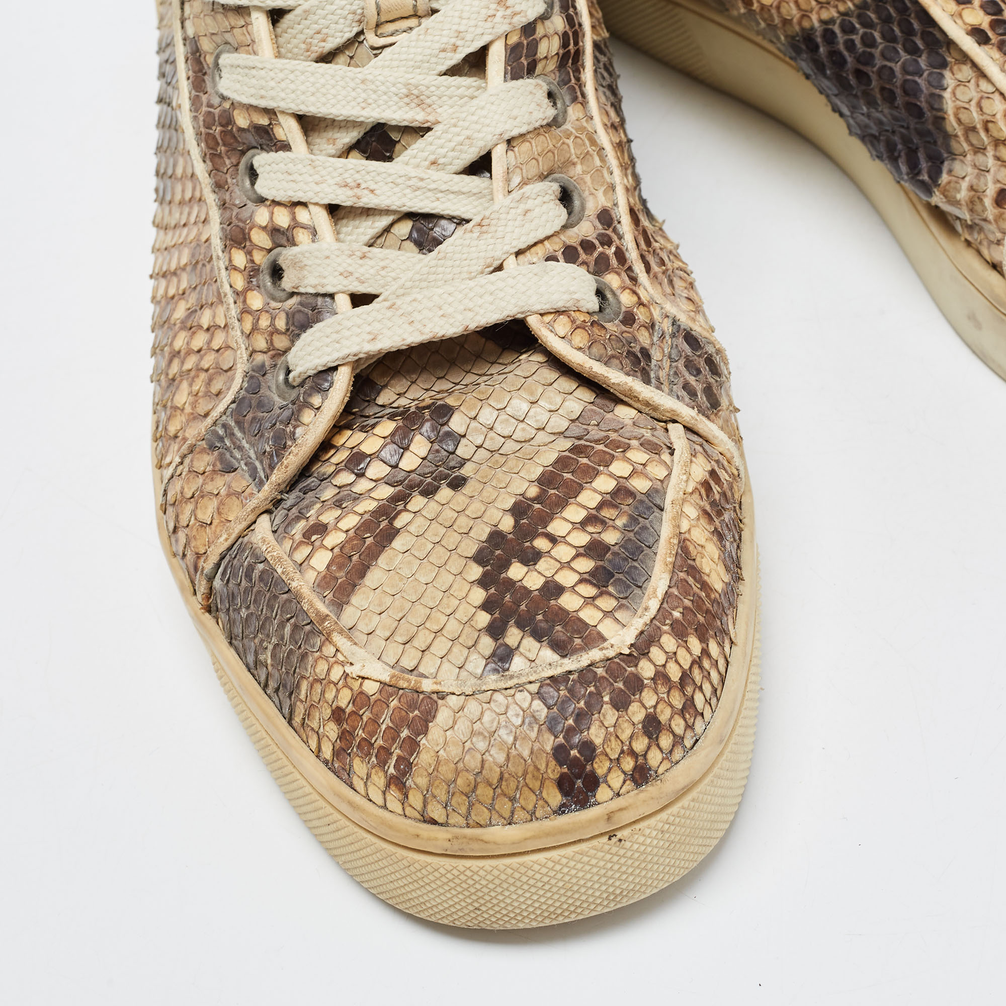 Christian Louboutin Brown/Beige Python Rantus Orlato High Top Sneakers Size 41