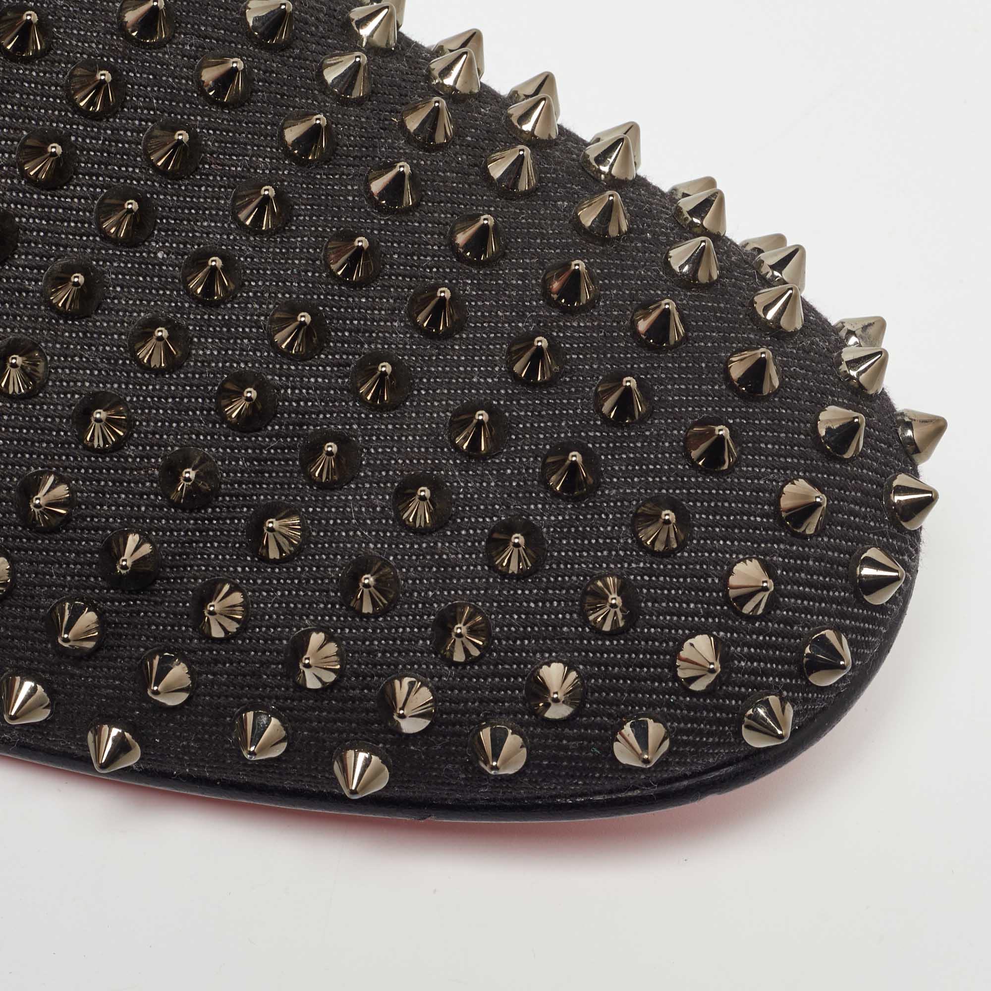 Christian Louboutin Black Denim Dandelion Spikes Loafers Size 43