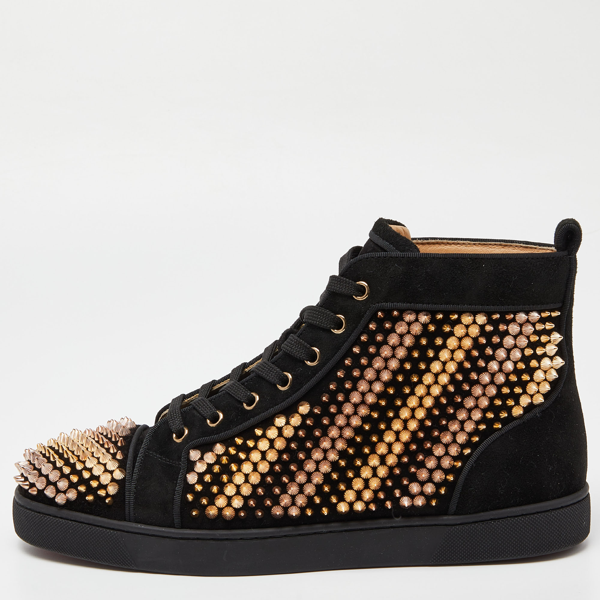 Christian Louboutin Black Suede Louis Spike Sneakers Size 43