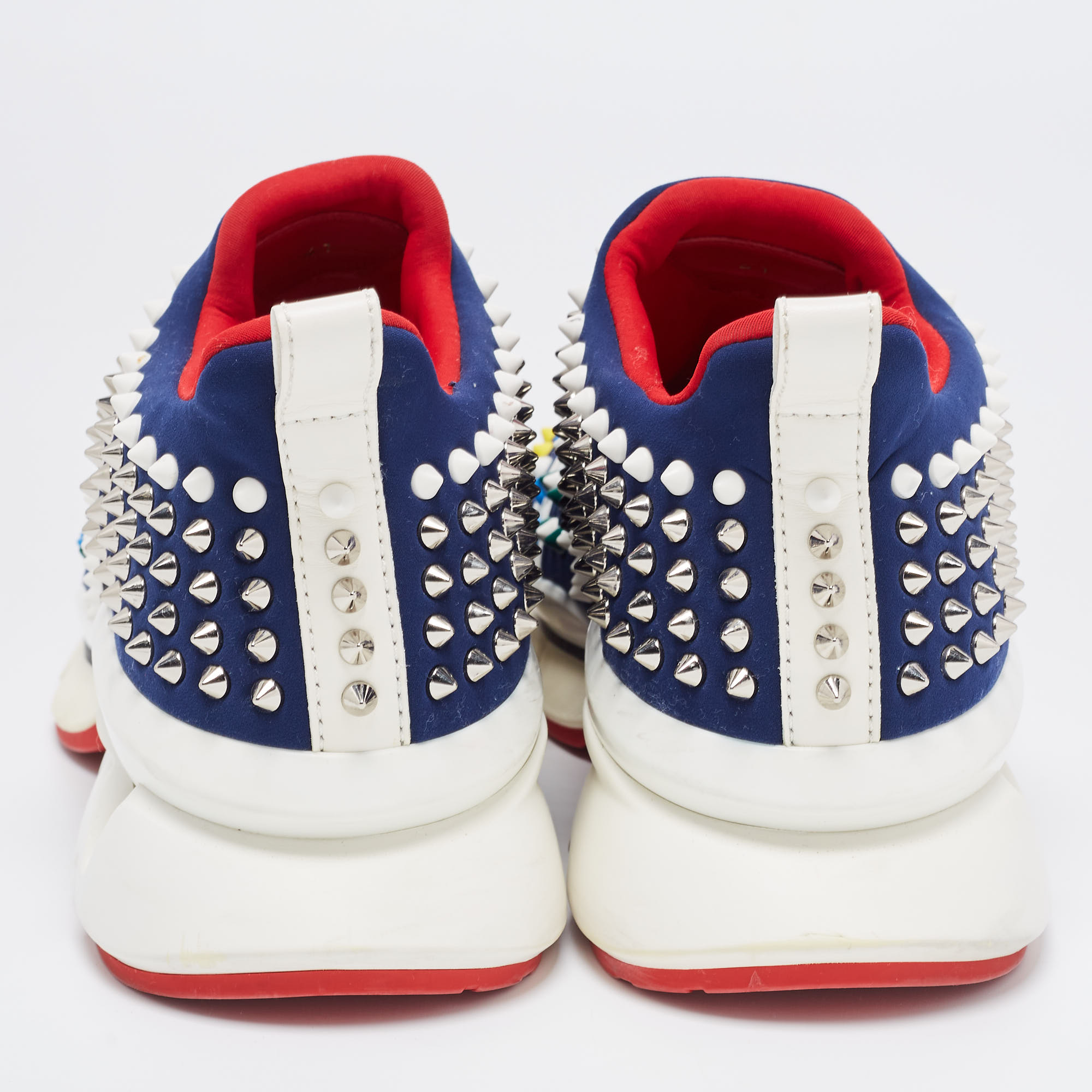 Christian Louboutin Navy Blue Fabric Spike Sock Sneakers Size 41
