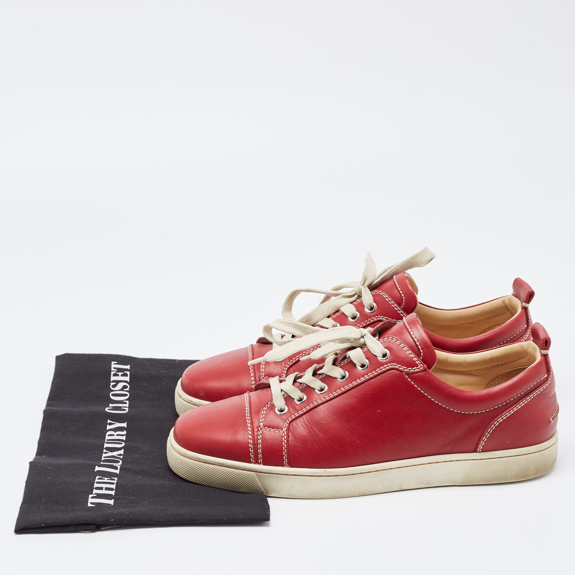 Christian Louboutin Red Leather Sneakers Size 42.5