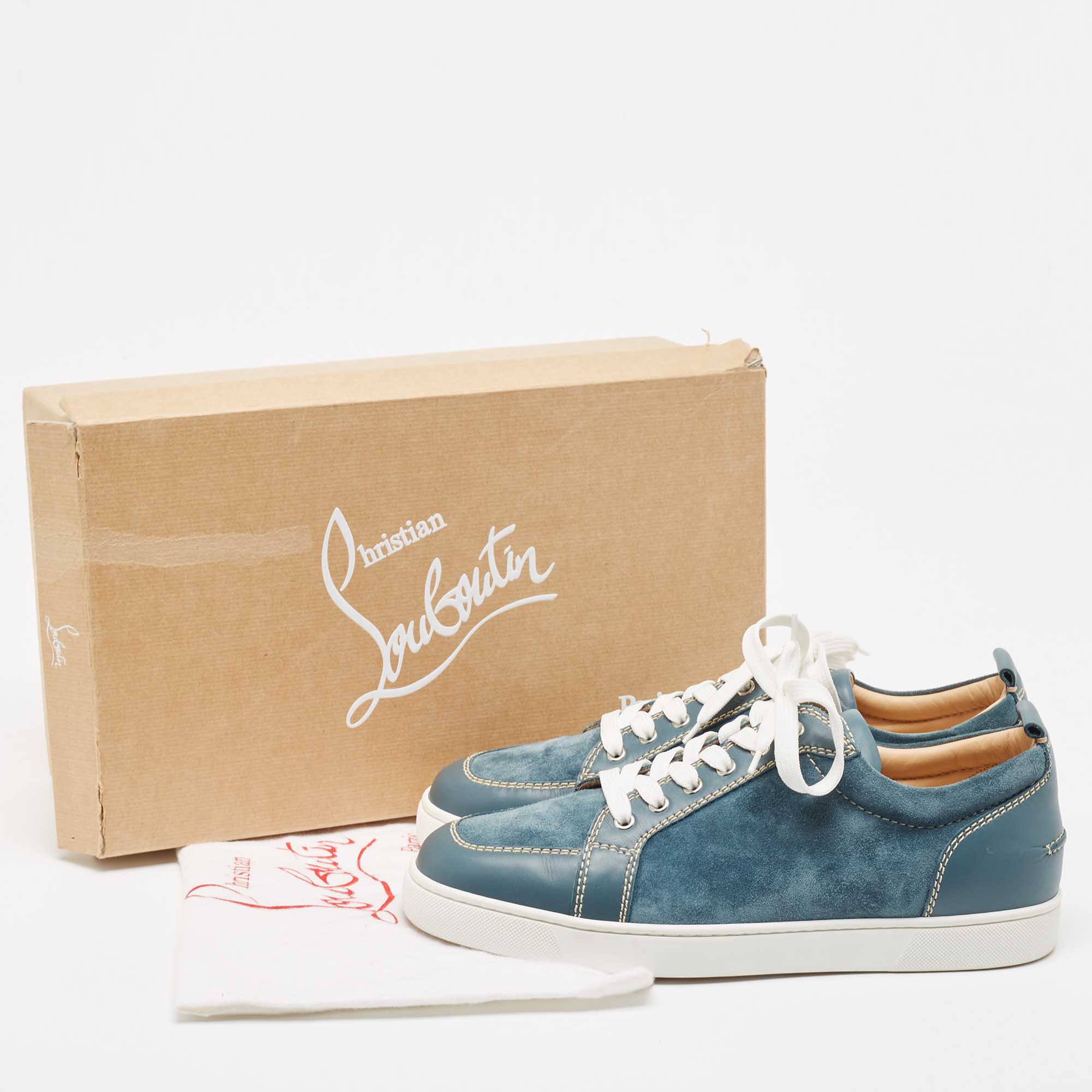 Christian Louboutin Blue Suede And Leather Rantulow Sneakers Size 44.5