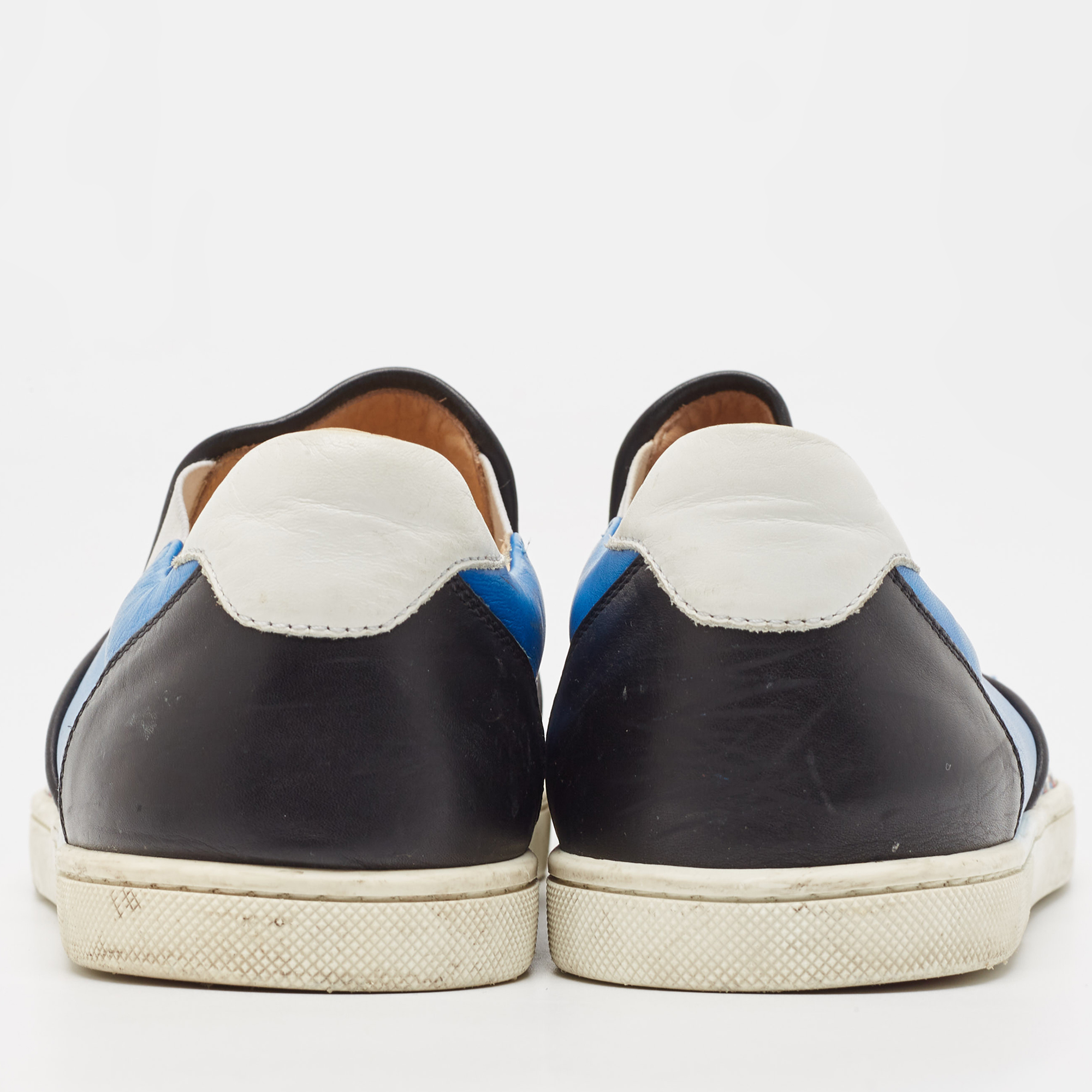 Christian Louboutin Blue Spike Leather And Loubi Print Nazapunta Skate Sneakers Size 41.5