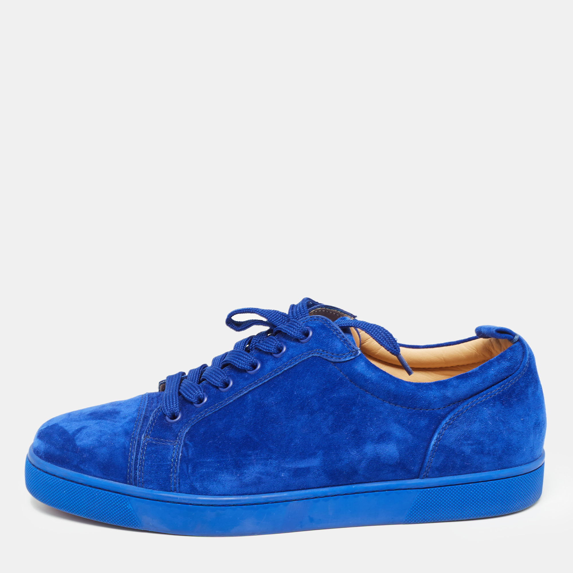 Christian louboutin blue suede leather low top sneakers size 42.5