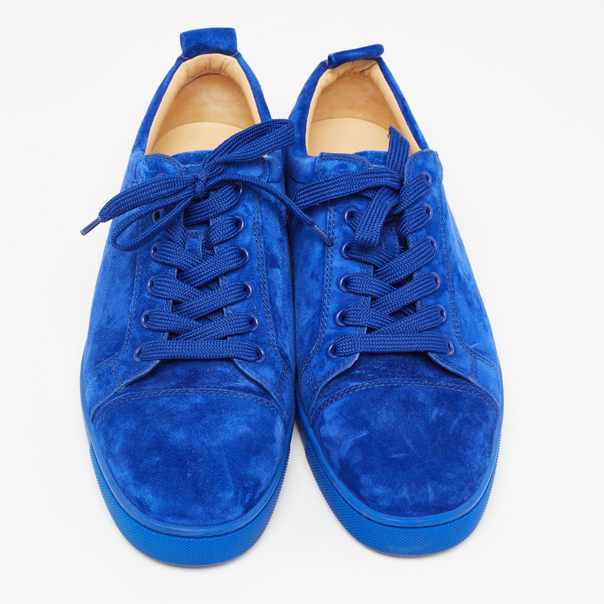 Christian Louboutin Blue Suede Leather Low Top Sneakers Size 42.5