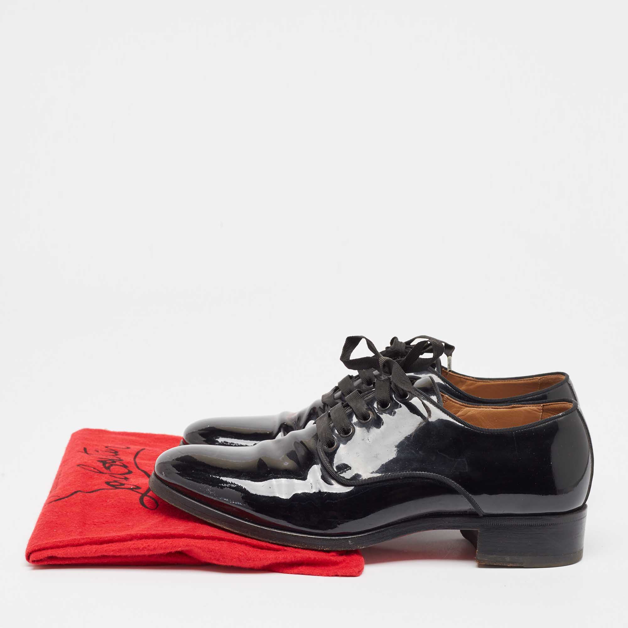 Christian Louboutin Black Patent Leather Lace Up Derby Size 41