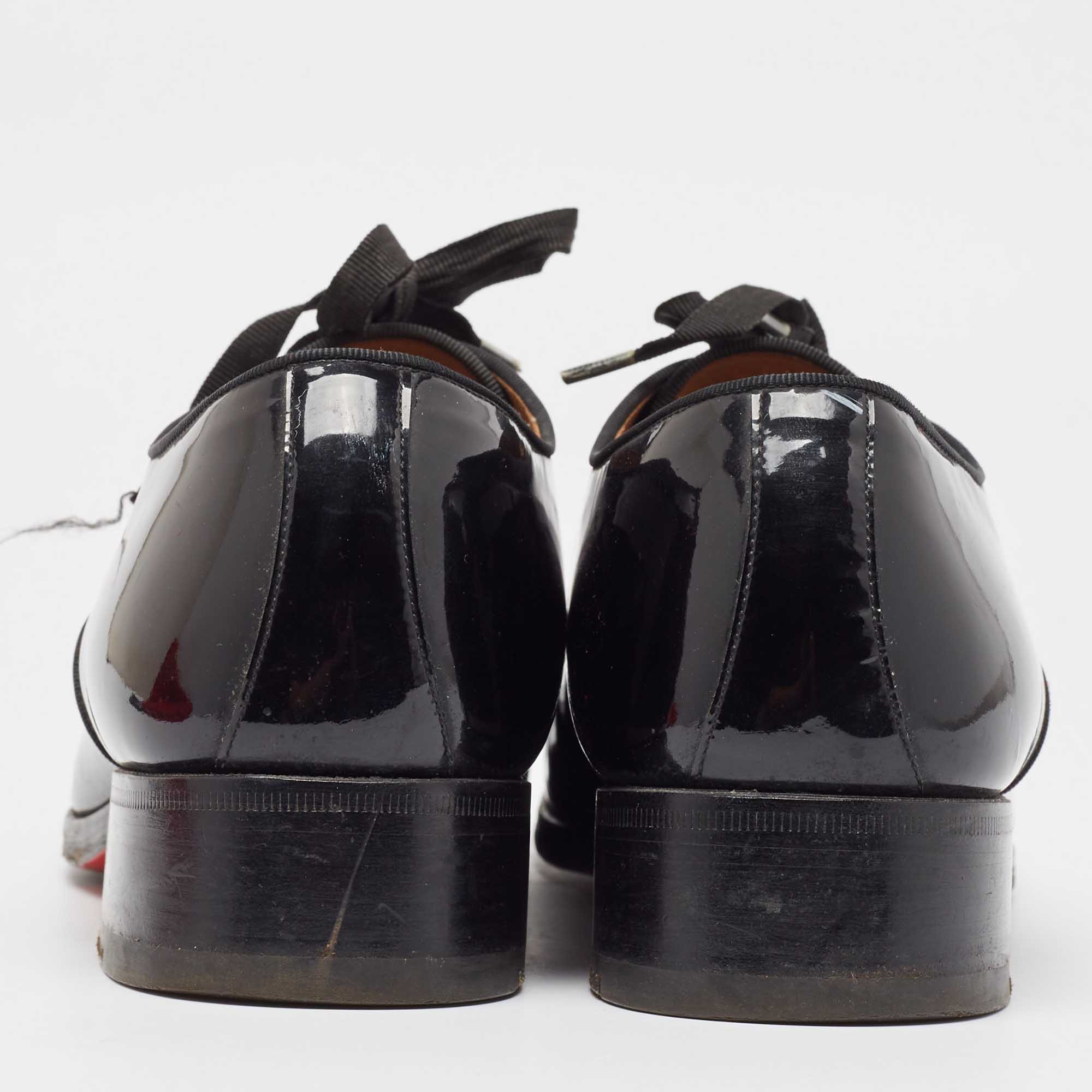 Christian Louboutin Black Patent Leather Lace Up Derby Size 41