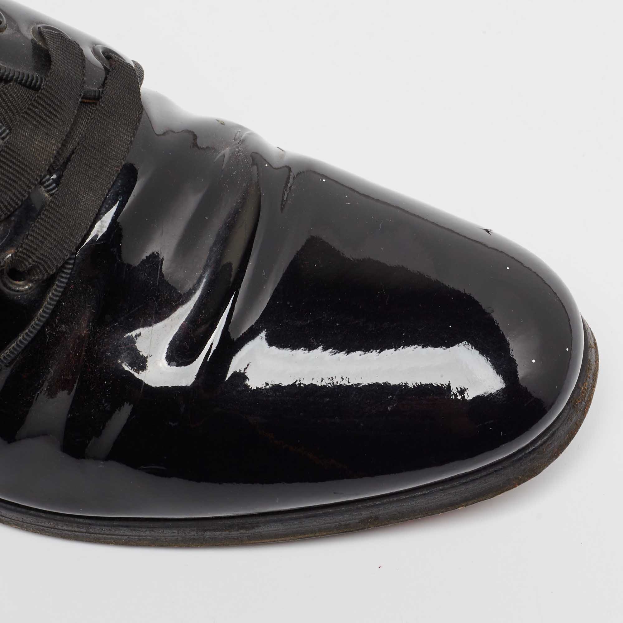 Christian Louboutin Black Patent Leather Lace Up Derby Size 41