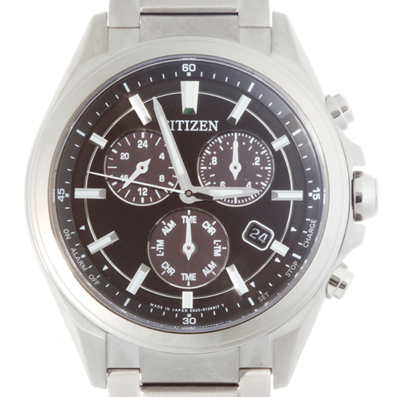 Citizen Black Titanium Atessa Chronograph Eco Drive E820-S096081 Men's Wristwatch 39MM
