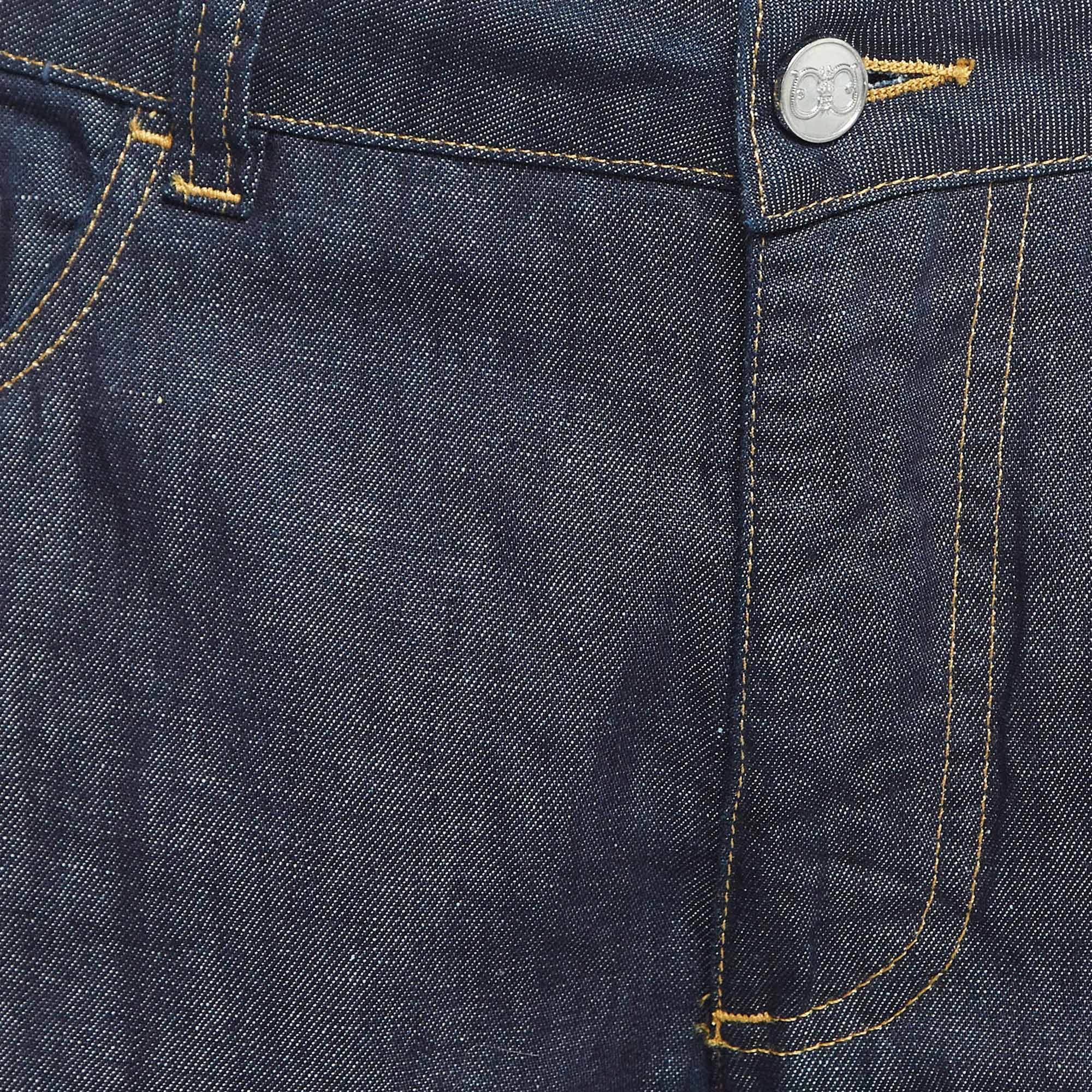 Class By Roberto Cavalli Navy Blue Denim Badge Detail Jeans M Waist 35