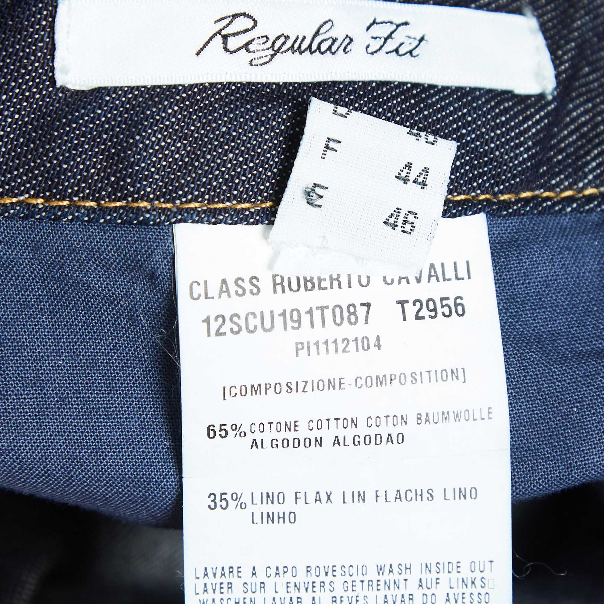 Class By Roberto Cavalli Navy Blue Denim Badge Detail Jeans M Waist 35