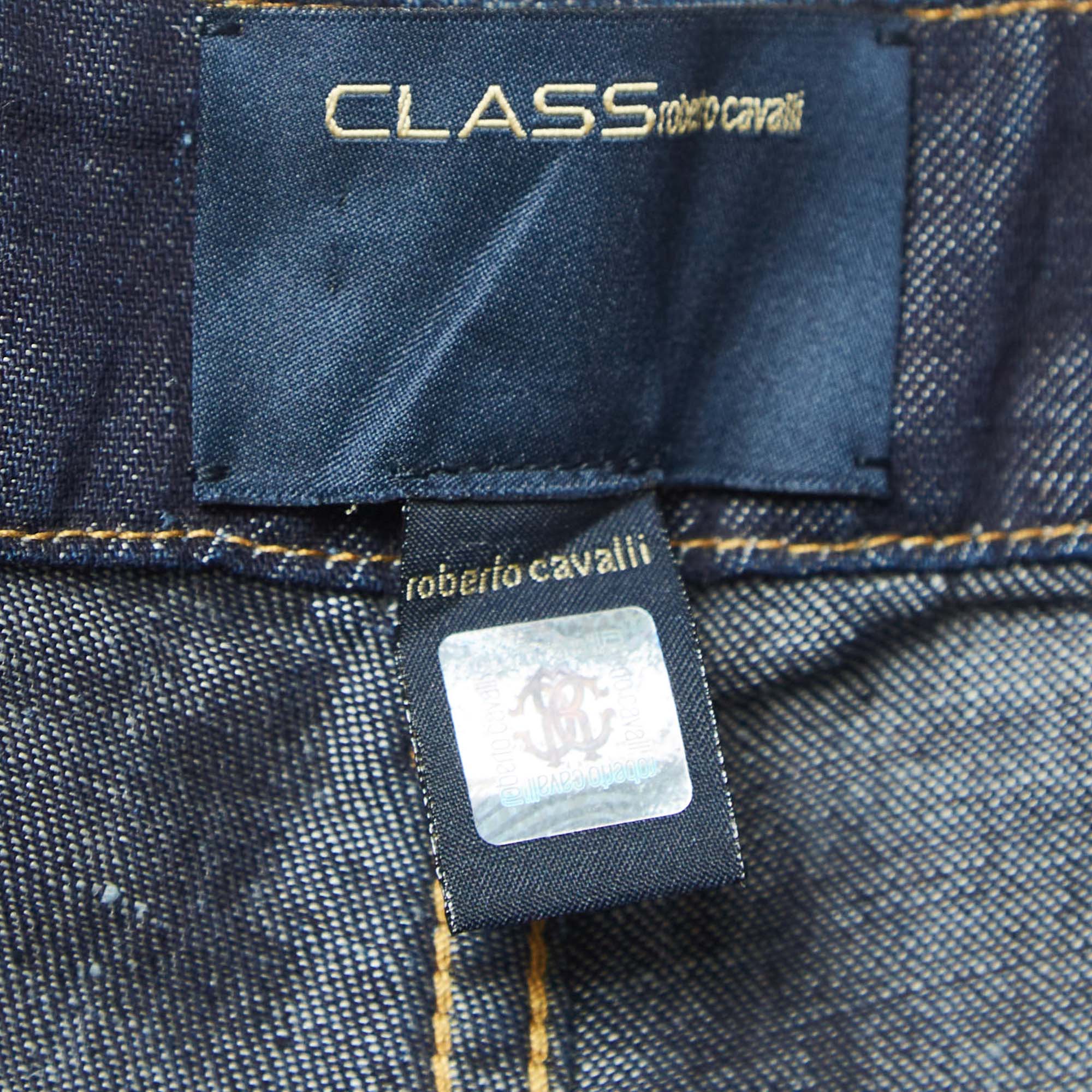 Class By Roberto Cavalli Navy Blue Denim Badge Detail Jeans M Waist 35