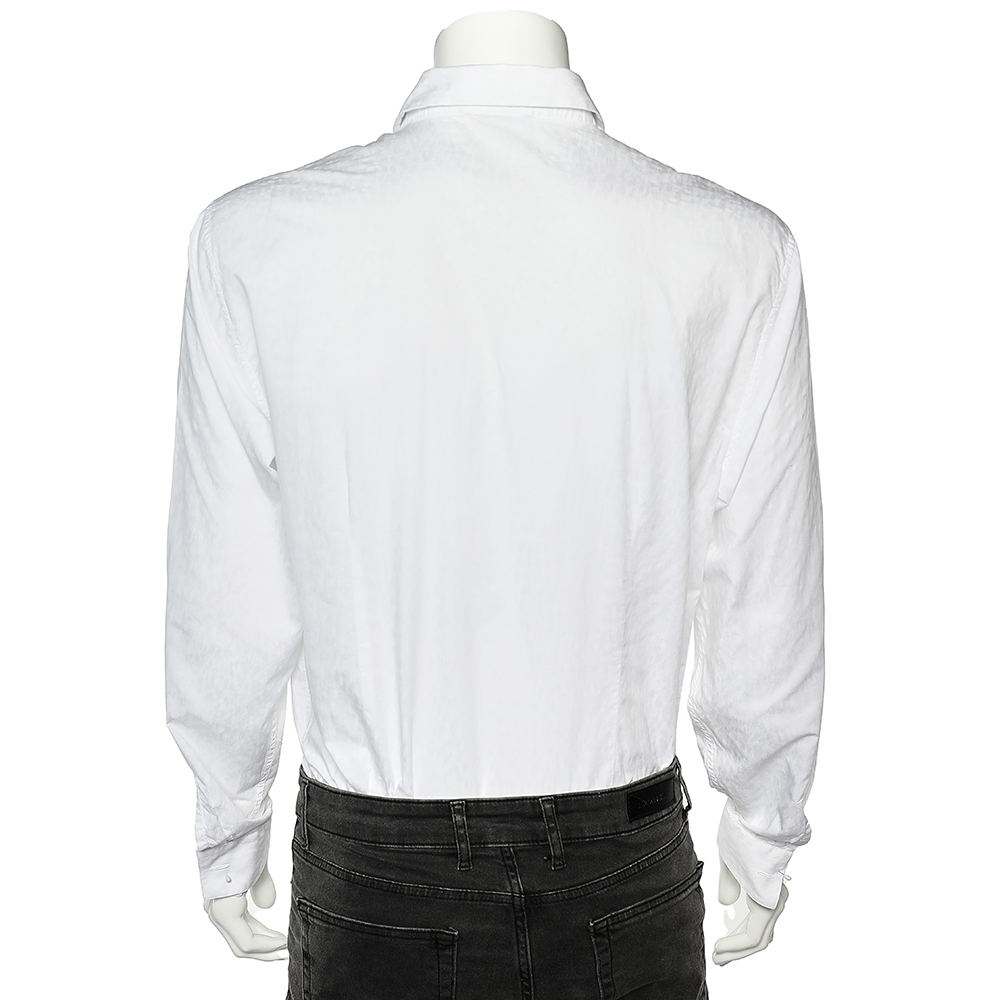 Class By Roberto Cavalli White Cotton Jacquard Button Front Shirt 3XL