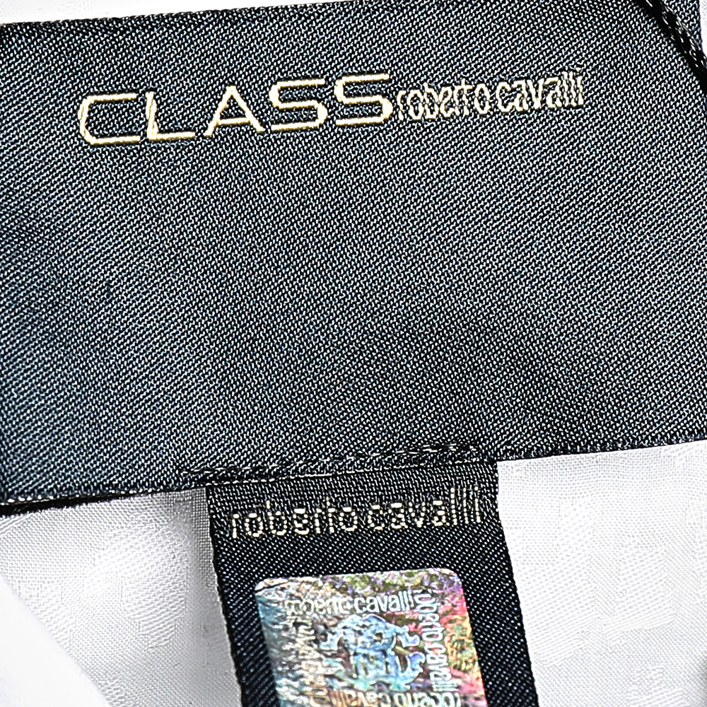 Class By Roberto Cavalli White Cotton Jacquard Button Front Shirt 3XL