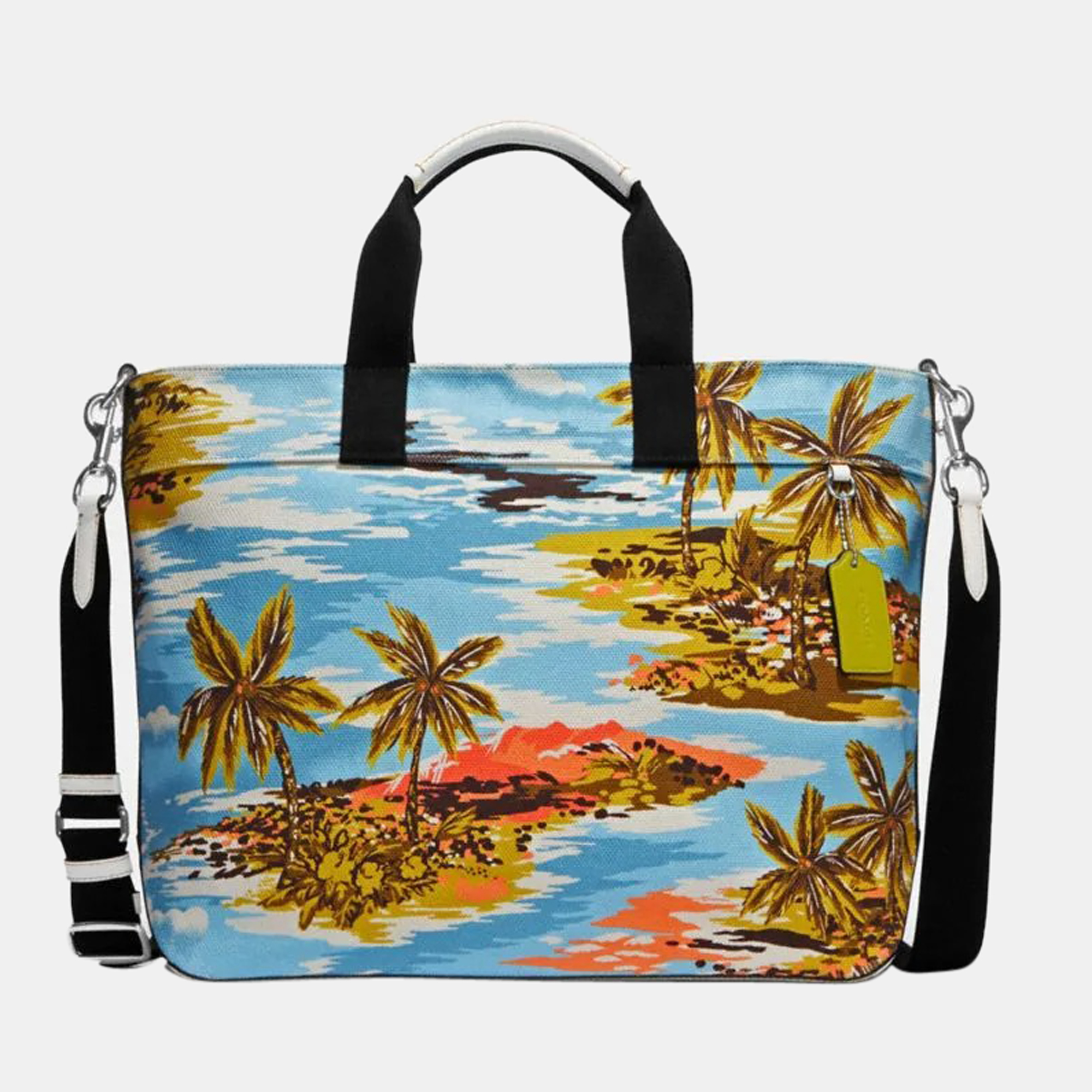 Coach Blue/Black - Canvas And Leather - Hawaiian Print Men's Tote