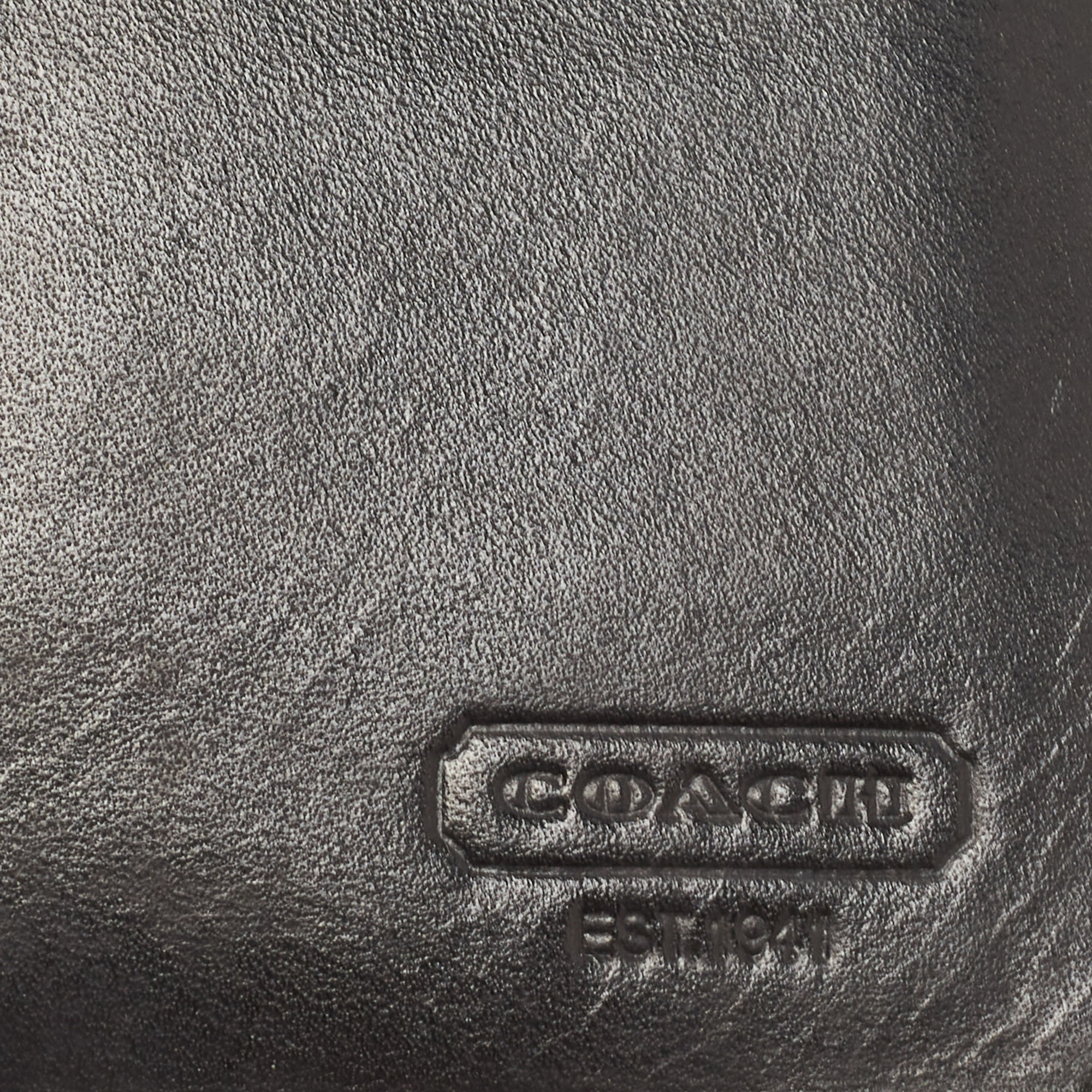 Coach Black Signature Embossed Leather Breast Pocket Long Wallet