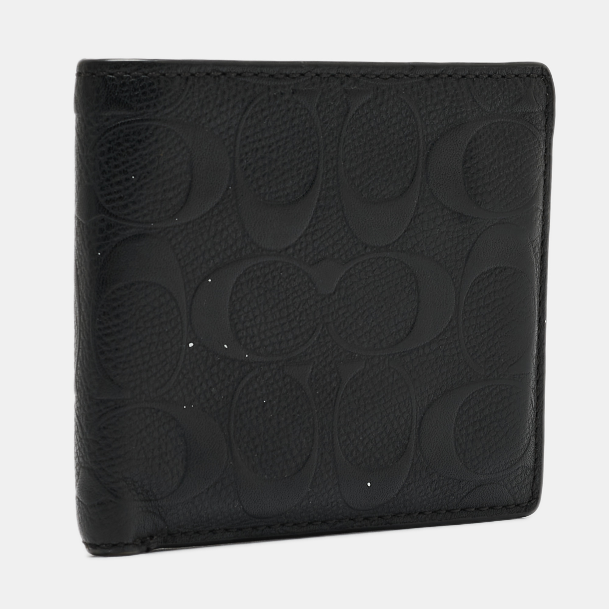 Coach Black Signature Embossed Leather Bifold Wallet