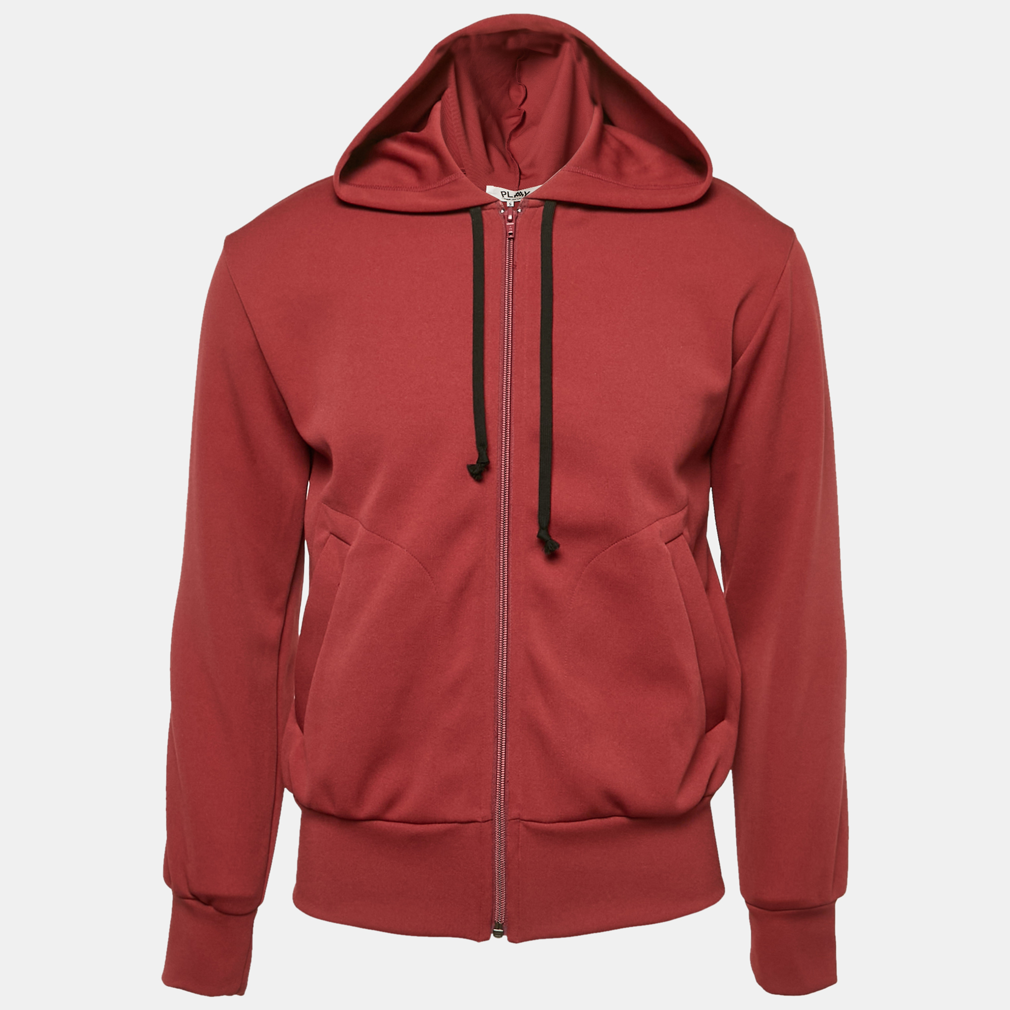 Comme des Garcons PLAY Dark Red Jersey Zip-Up Invader Hooded Sweatshirt S
Comme des Garcons PLAY Dark Red Jersey Zip-Up Invader Hooded Sweatshirt S