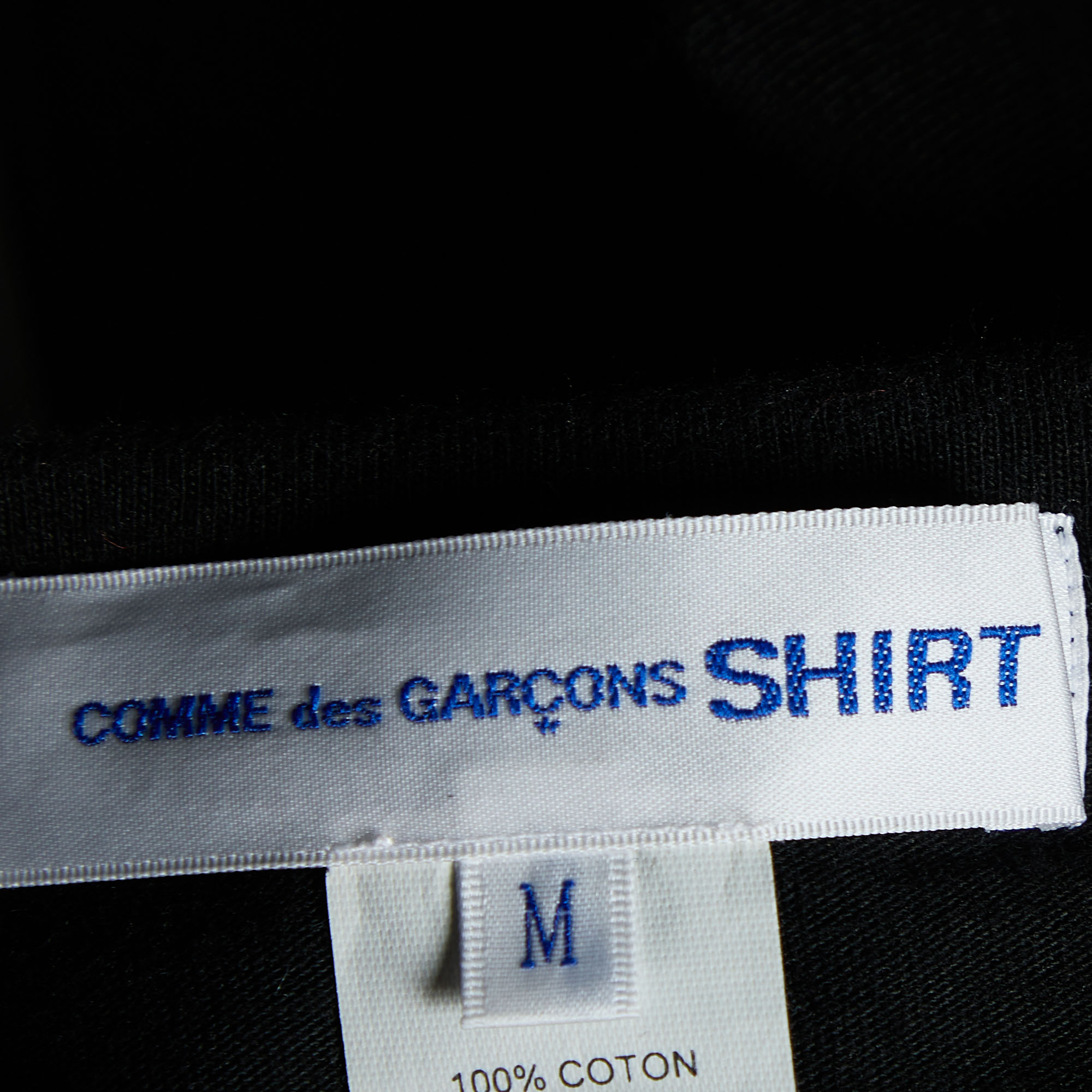 Comme Des Garcons Black Floral Applique Cotton Knit T-Shirt M