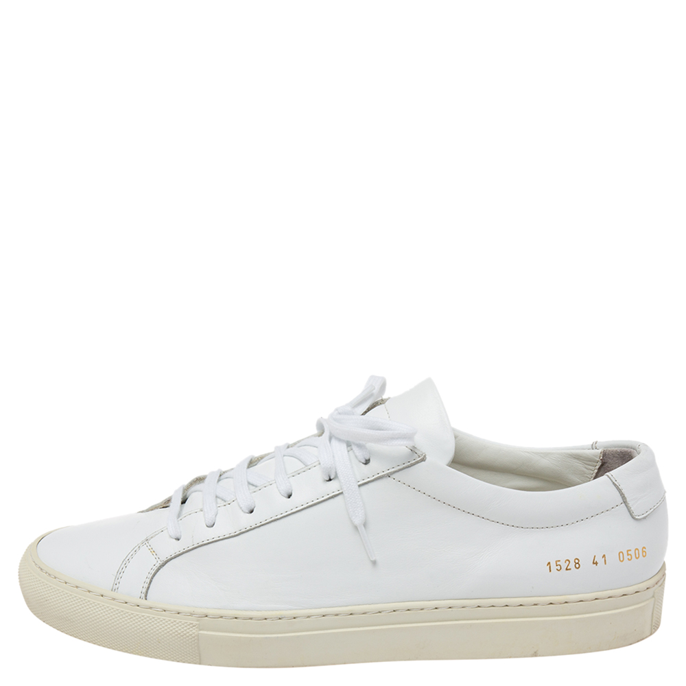 Common Projects White Leather Achilles Lace-Up Sneakers Size 41