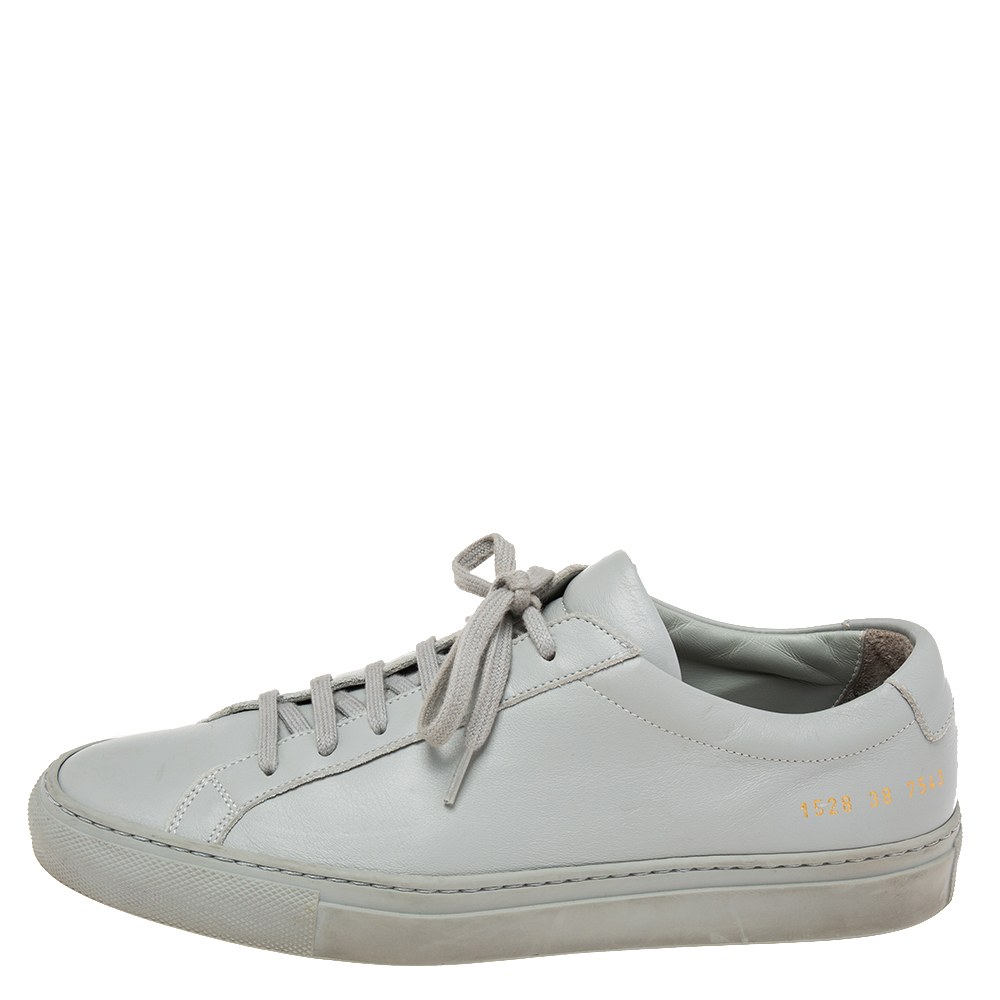 Common Projects Grey Leather Achilles Lace Up Sneakers Size 38