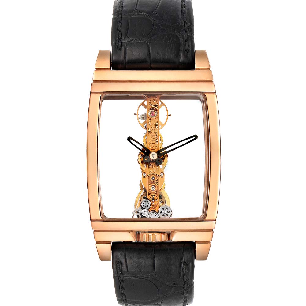 Corum 18K Rose Gold Golden Bridge Classic B113/01043 Men's Wristwatch 34 x 51 MM