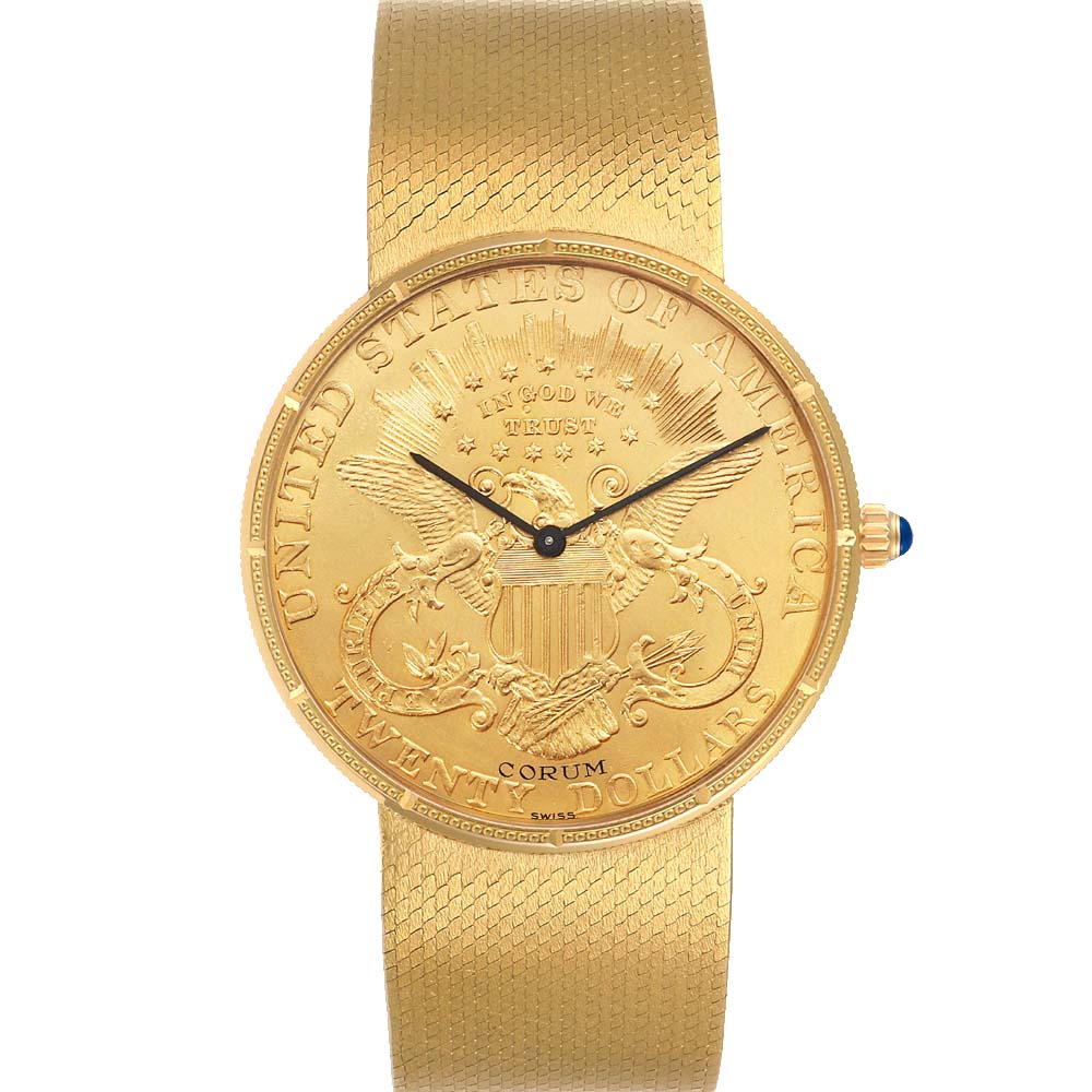 Corum Champagne 18K Yellow Gold 20 Dollars Double Eagle Coin Manual 1897 Men's Wristwatch 36 MM