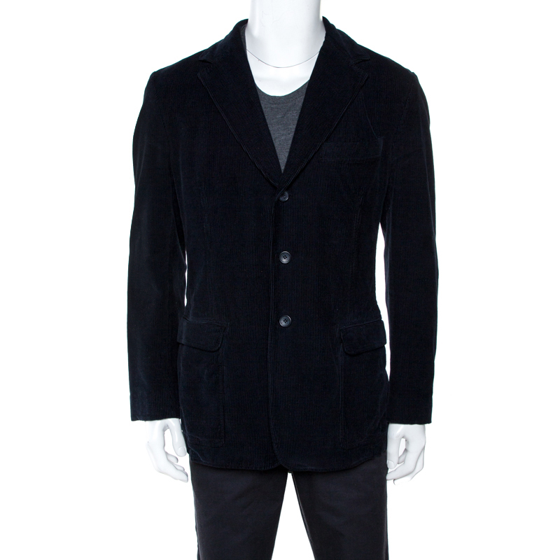 Image of D & G Navy Blue Corduroy Three Buttoned Blazer XL