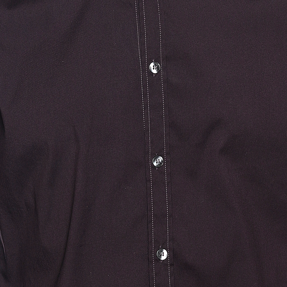 D&G Dark Burgundy Cotton Button Front Brad Shirt M