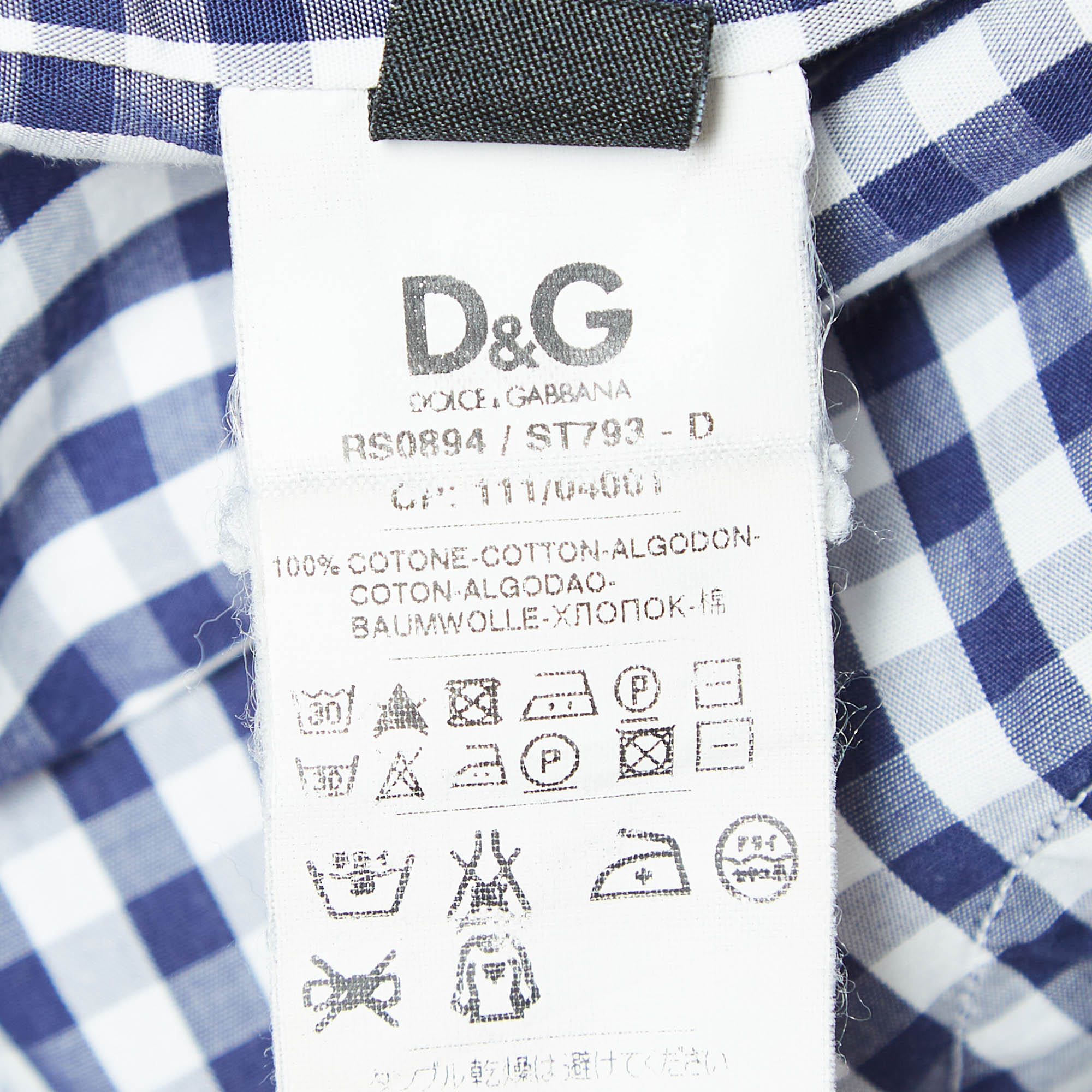 D&G Navy Blue Gingham Cotton Buttoned Up Shirt M