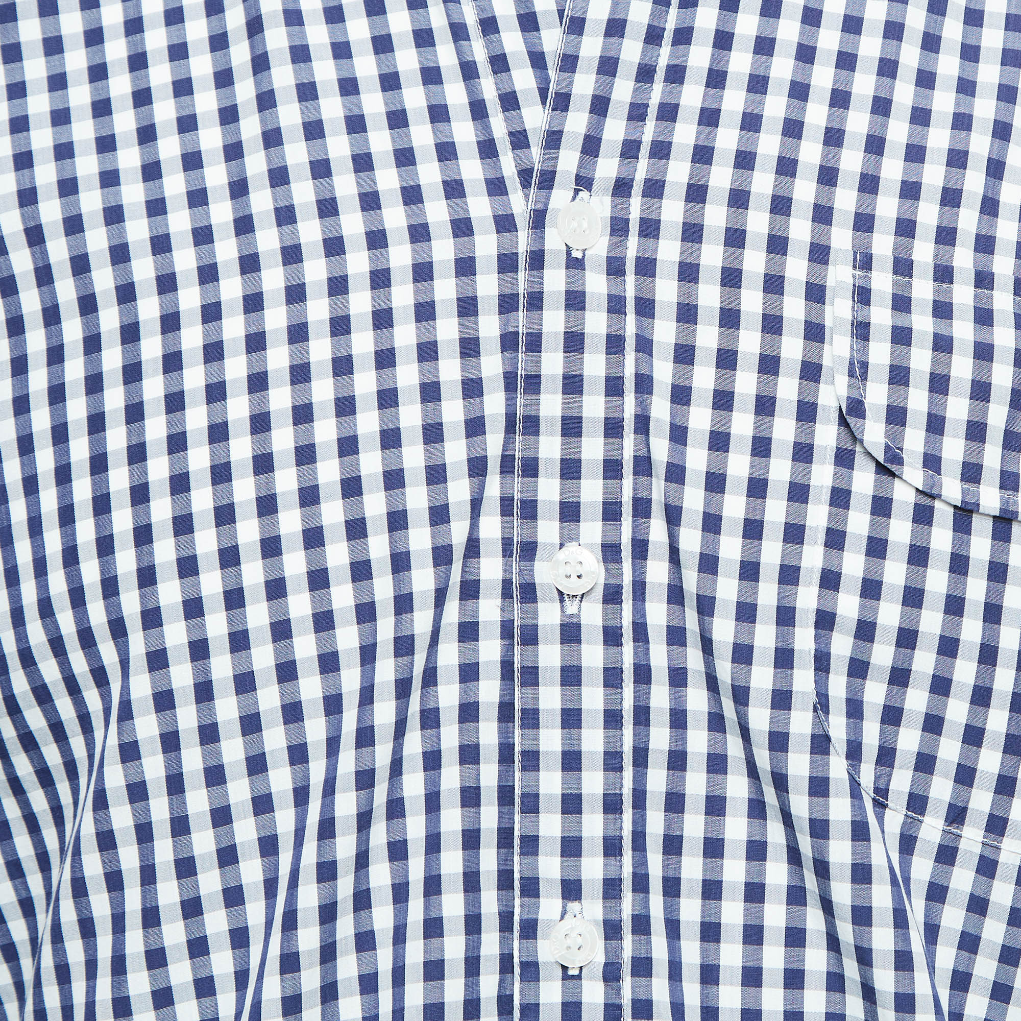 D&G Navy Blue Gingham Cotton Buttoned Up Shirt M