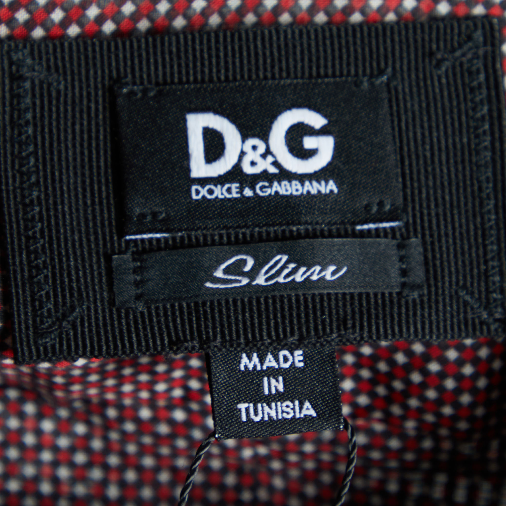 D&G Red Printed Cotton Contrast Detail Slim Fit Shirt M